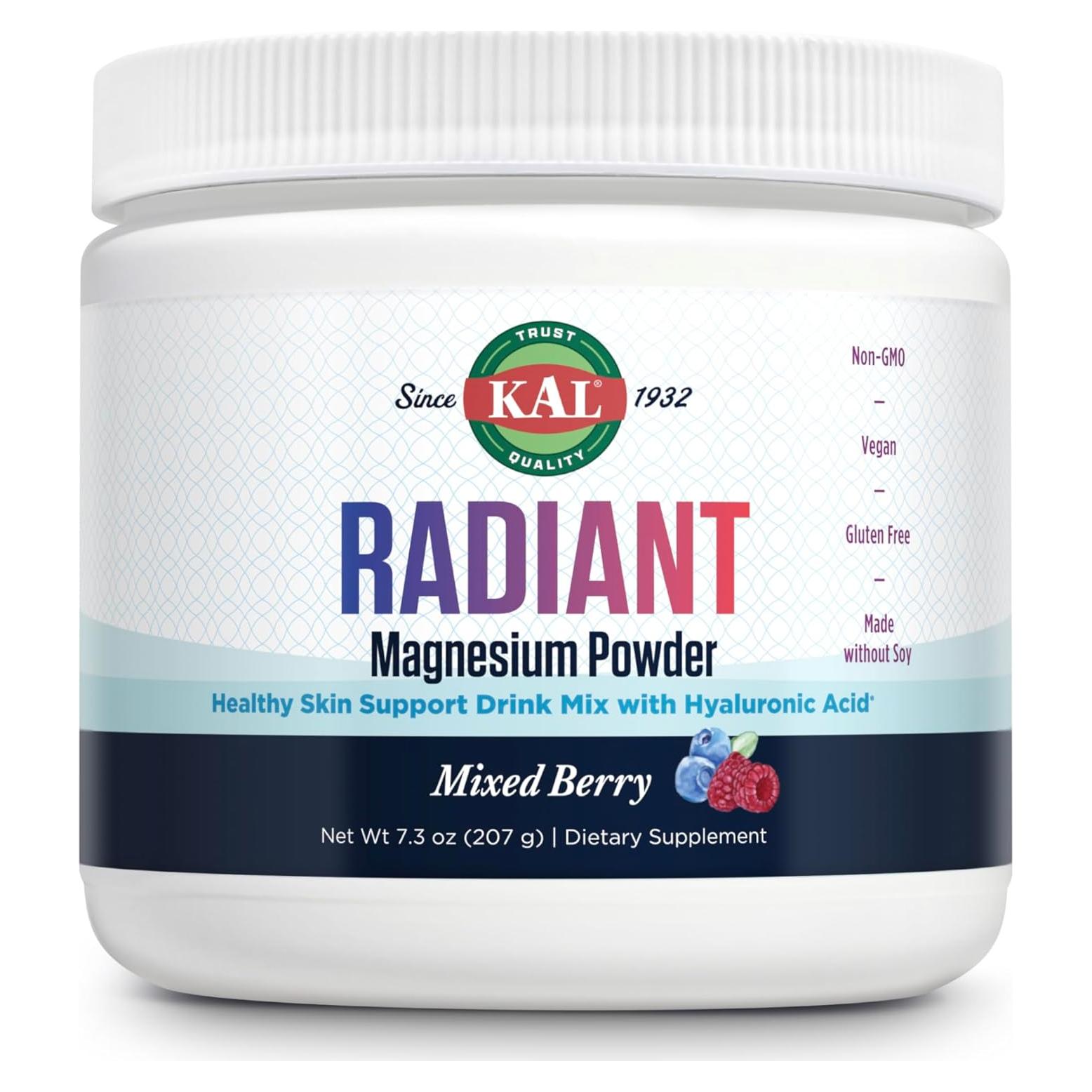 KAL Polvo de Magnesio Radiante 207g - Sabor Mezcla de Bayas - Antioxidante