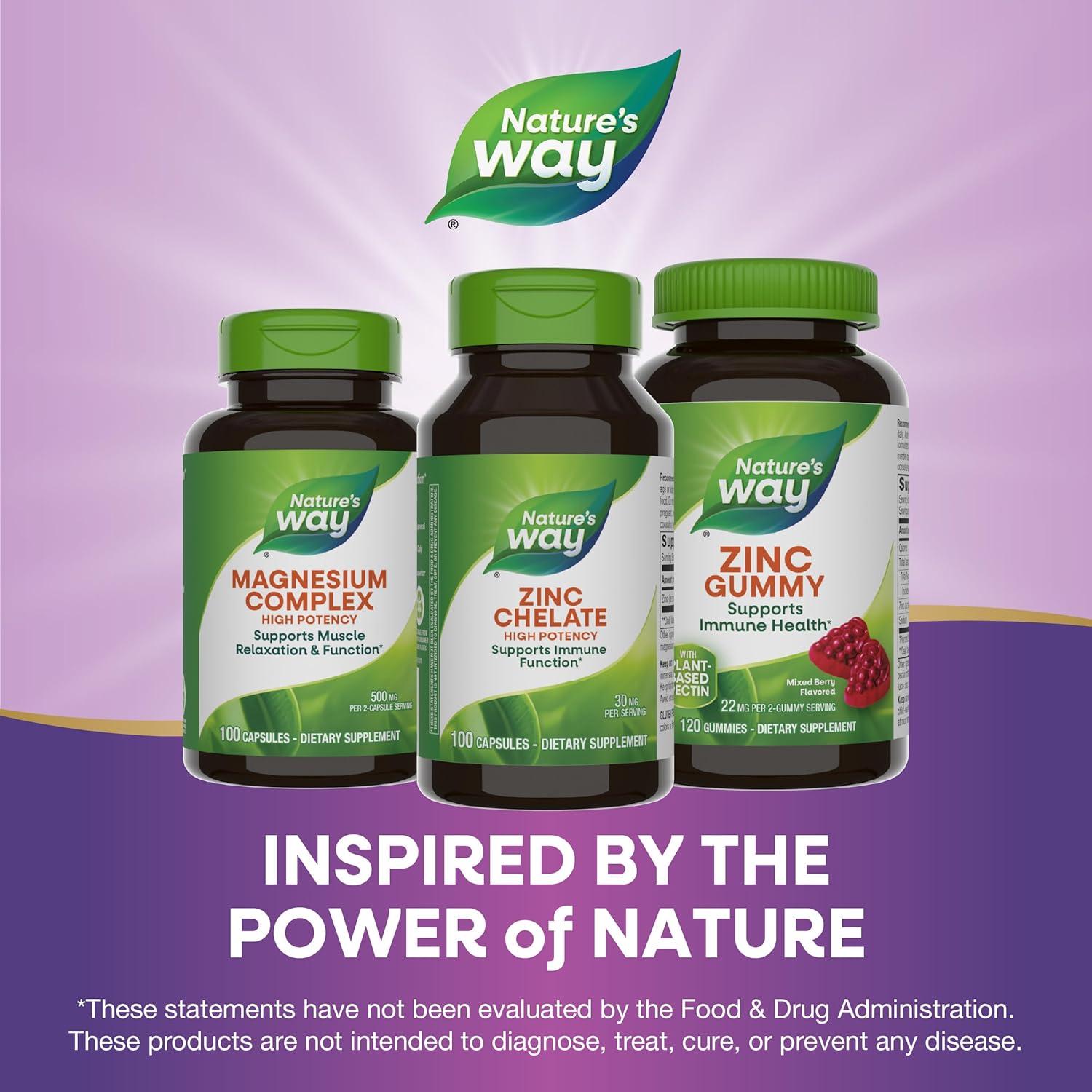 Quelato de Zinc Nature's Way 30 mg 100 Cápsulas Sin Sabor