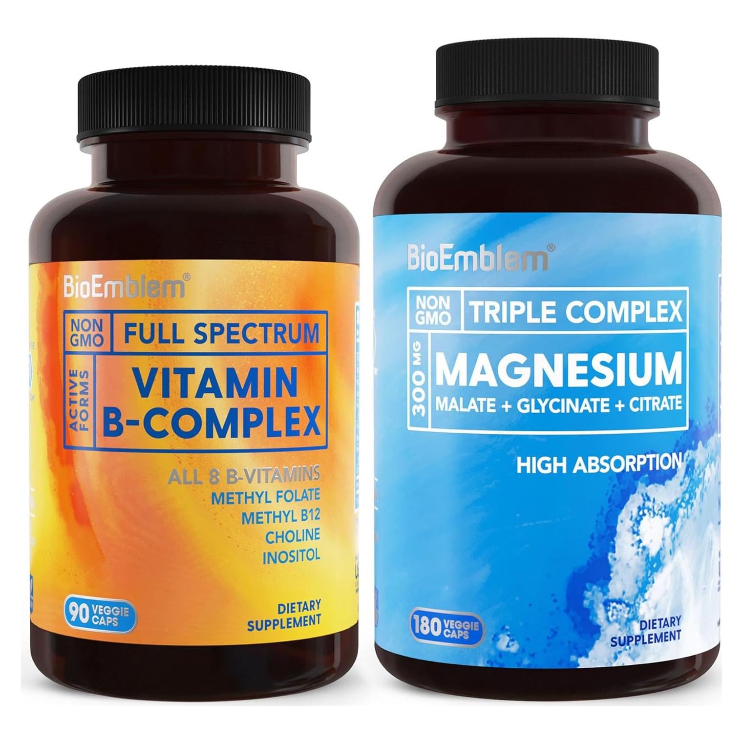 Complejo de Magnesio Triple BioEmblem 180 Cápsulas + Vitamina B