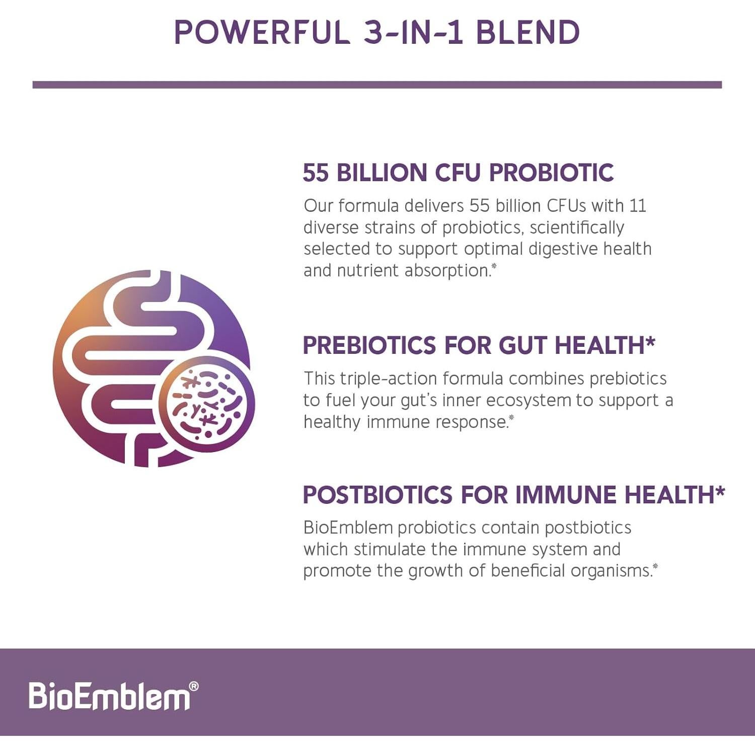 Complejo de Magnesio Triple BioEmblem 180 Cápsulas + Probioticos