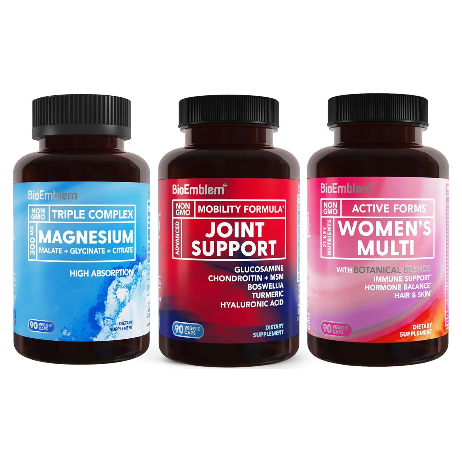 Complejo de Magnesio Triple BioEmblem y Multivitamínico 21 Nutrientes