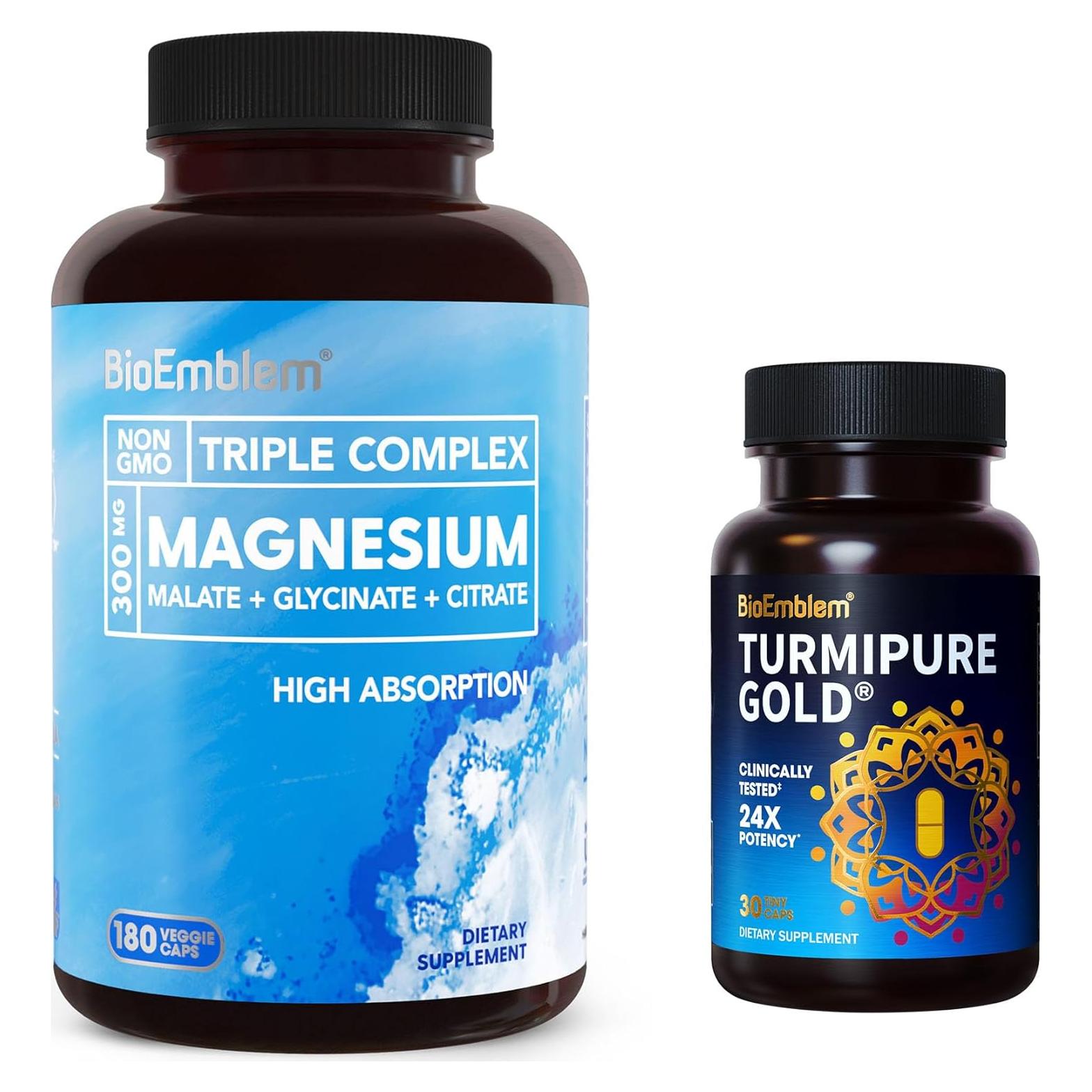 Complejo de Magnesio Triple BioEmblem 300mg + Cúrcuma TurmiPure