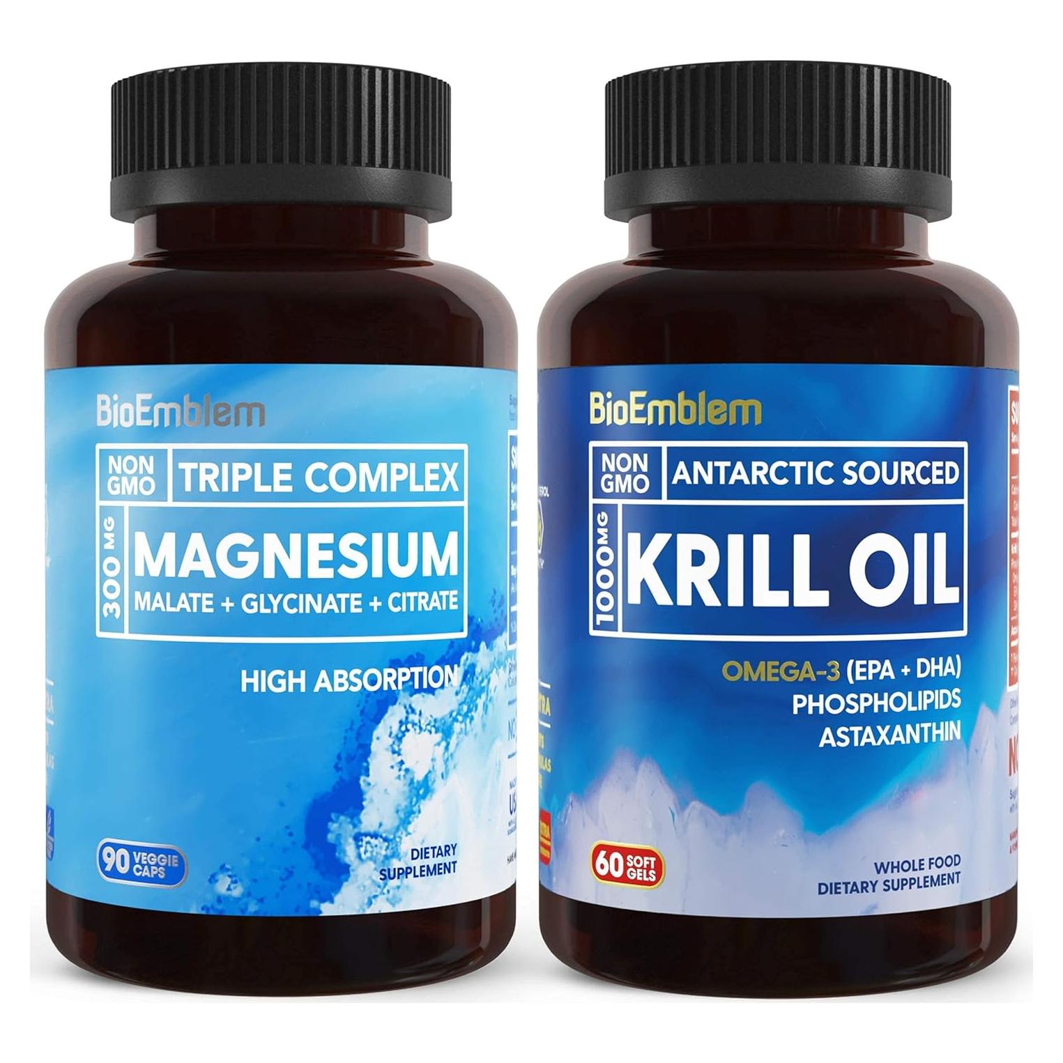 Complejo de Magnesio Triple BioEmblem 300mg + Aceite de Kril 1000mg