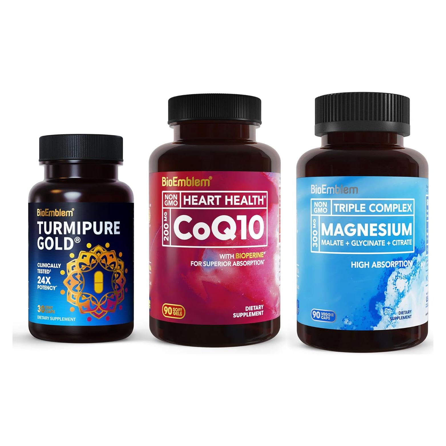 Suplemento de Magnesio Triple BioEmblem con Cúrcuma y CoQ10