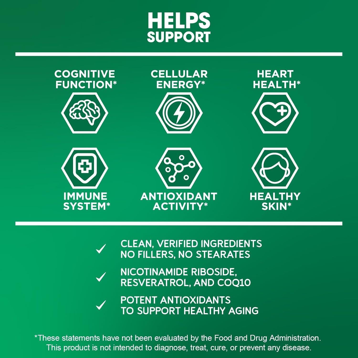Suplemento NAD+ BioEmblem 300 mg Ribósido Nicotinamida 45 Cápsulas