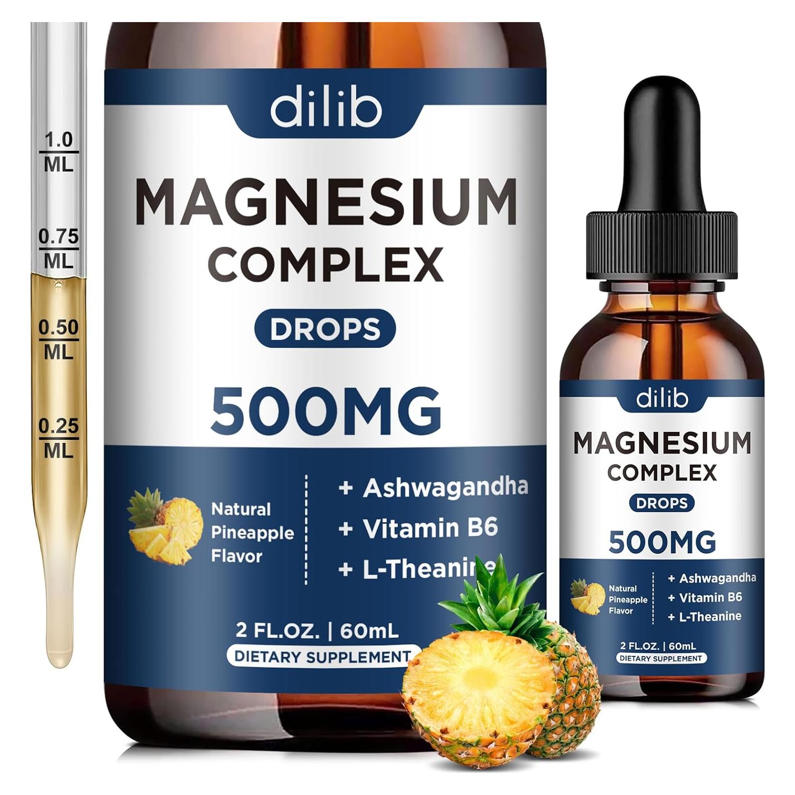 Suplemento Líquido de Magnesio Dilib 500mg con Ashwagandha
