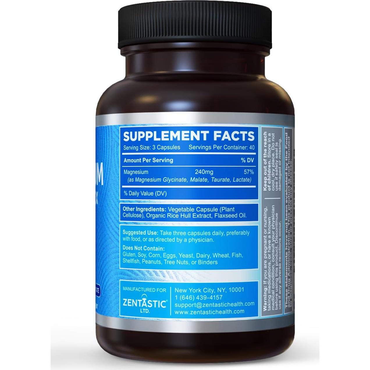 Suplemento de Magnesio Zentastic 4-en-1 - 120 Cápsulas