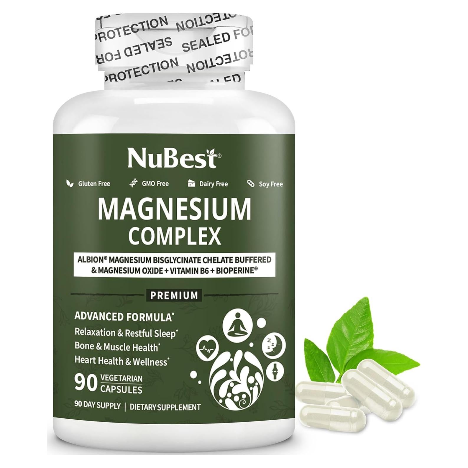 Complejo de Magnesio NuBest 90 Cápsulas - Bisglicinato, B6