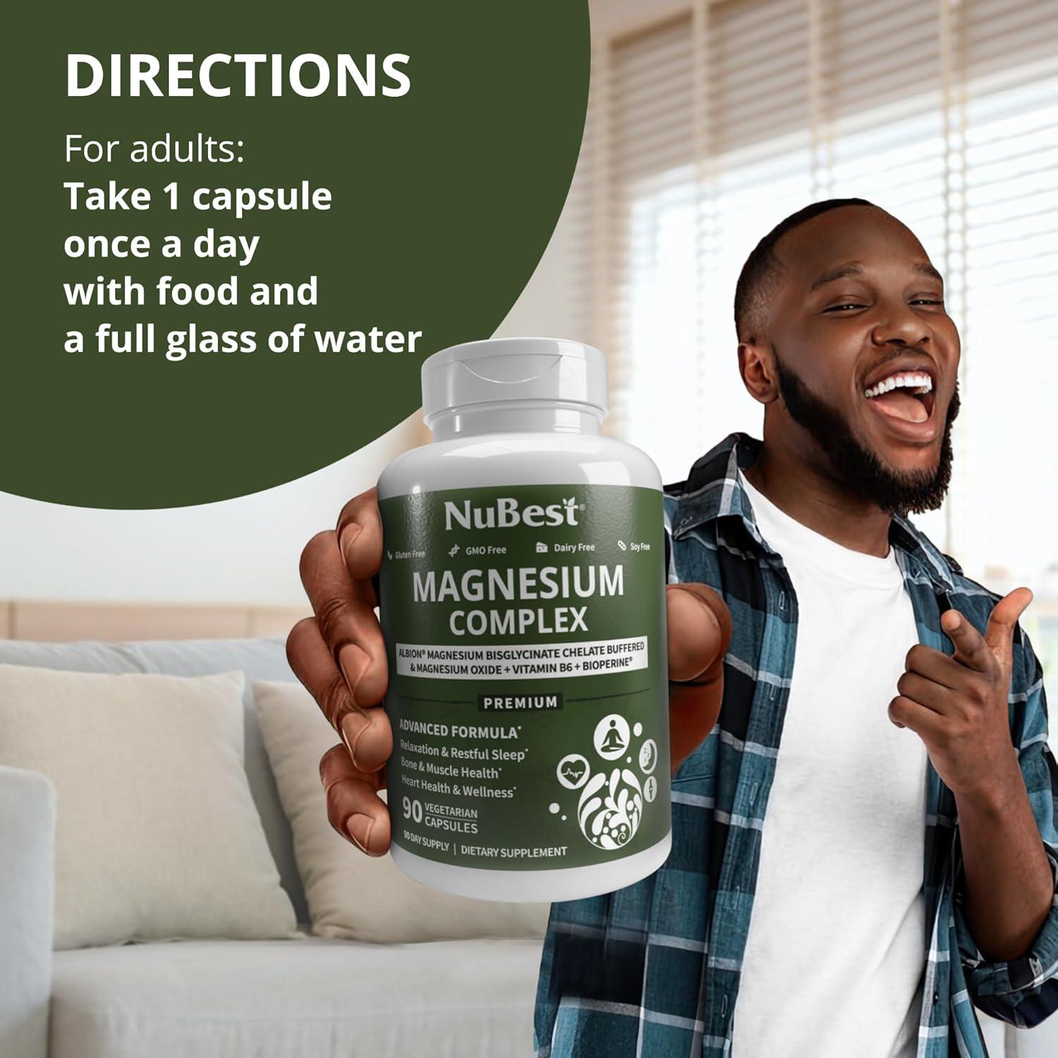 Complejo de Magnesio NuBest 90 Cápsulas - Bisglicinato, B6