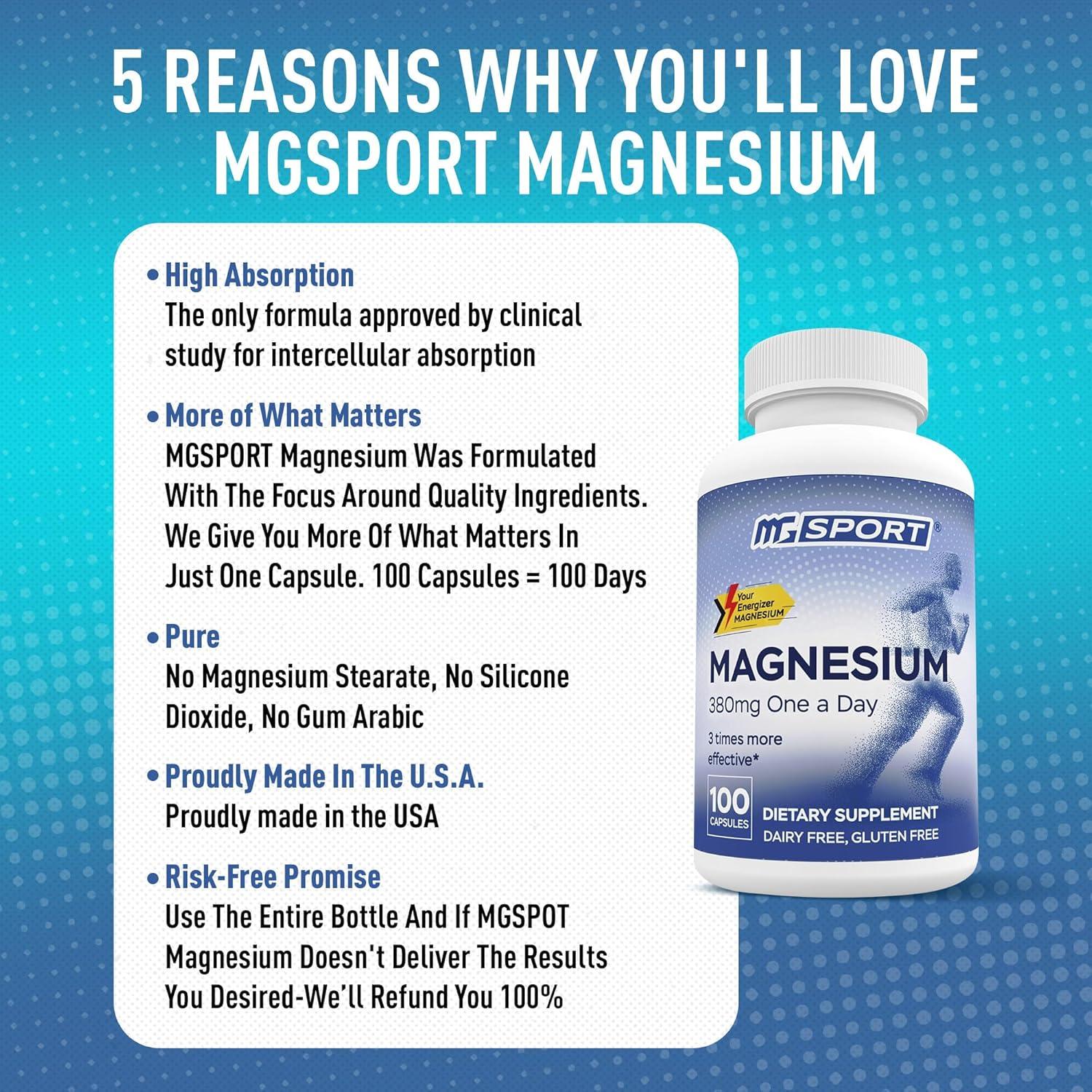 Suplemento de Magnesio MGSPORT 100 Porciones - Alivio Calambres