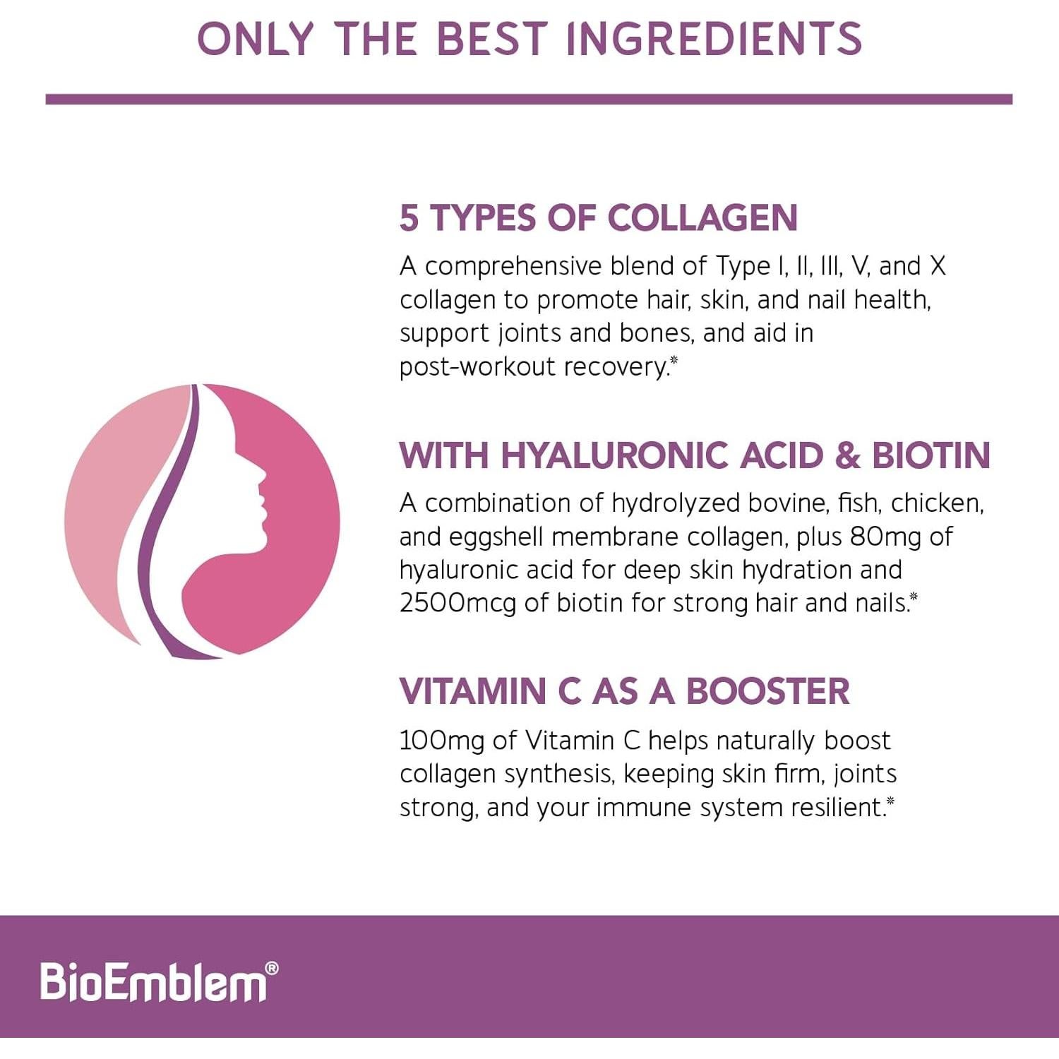 Suplemento de Colágeno BioEmblem Hidrolizado 11g + NAD+