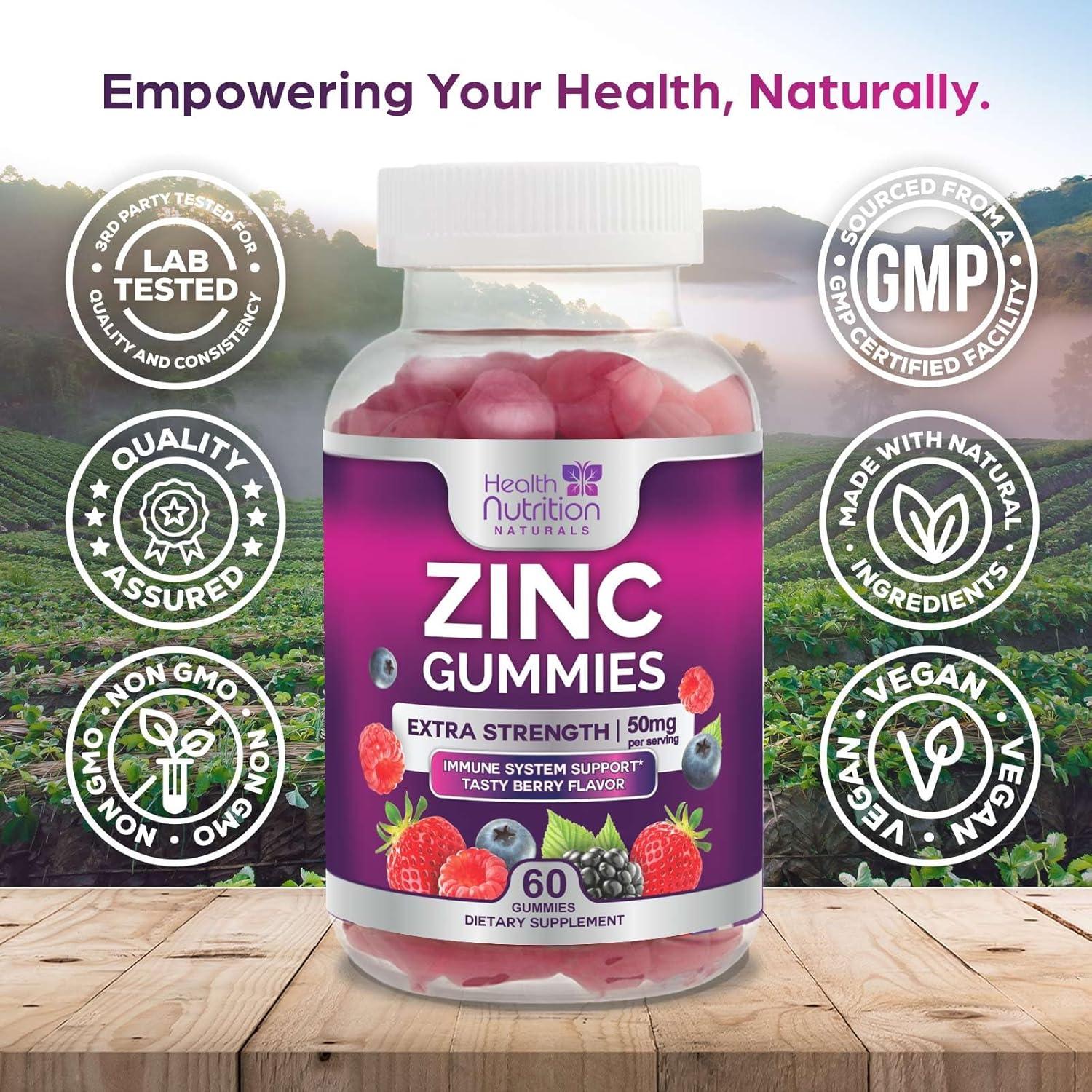 Suplemento de Zinc 50mg Gominolas Health Nutrition - 60 Unidades