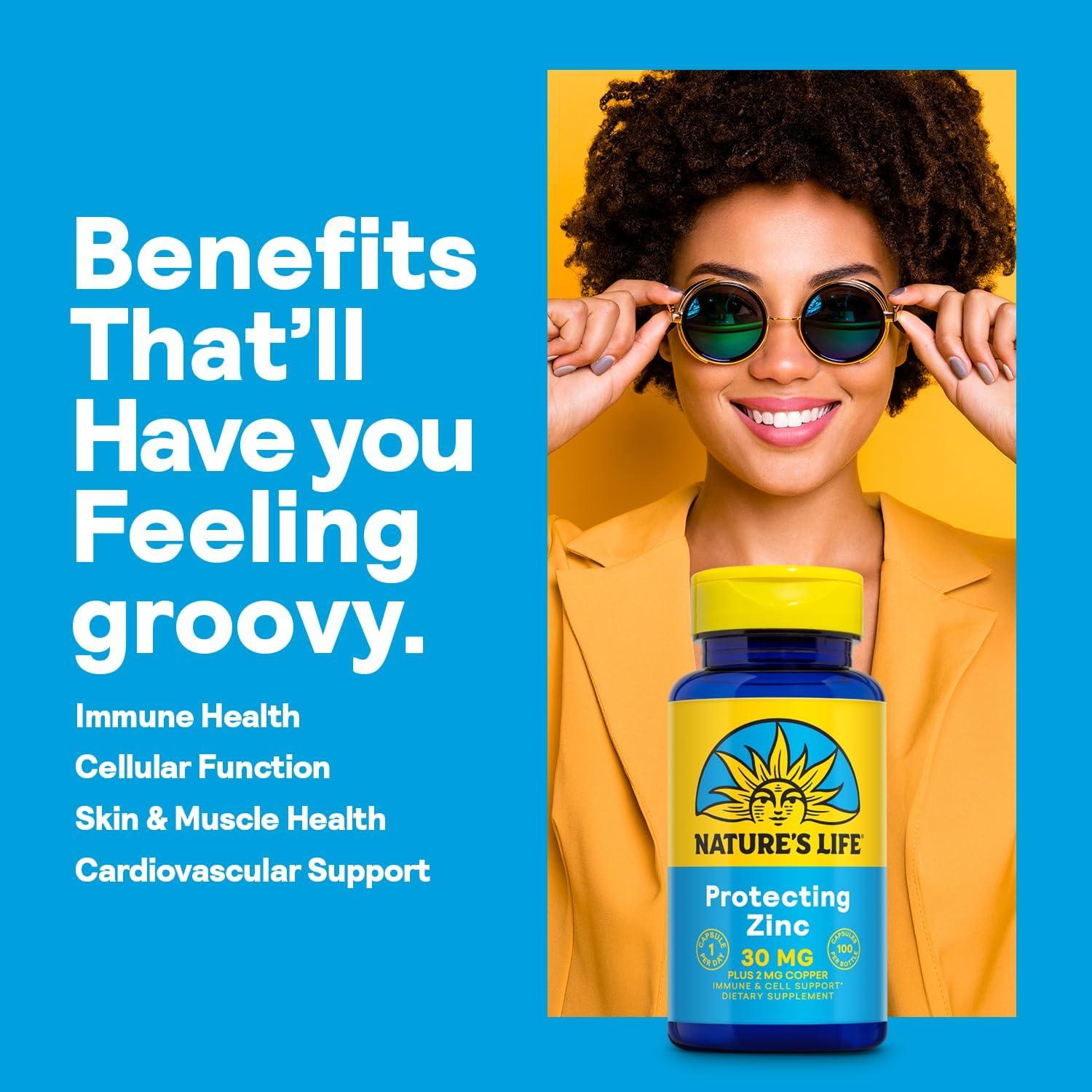 Zinc Picolinato Nature's Life 30mg + 2mg Cobre - 100 Cápsulas