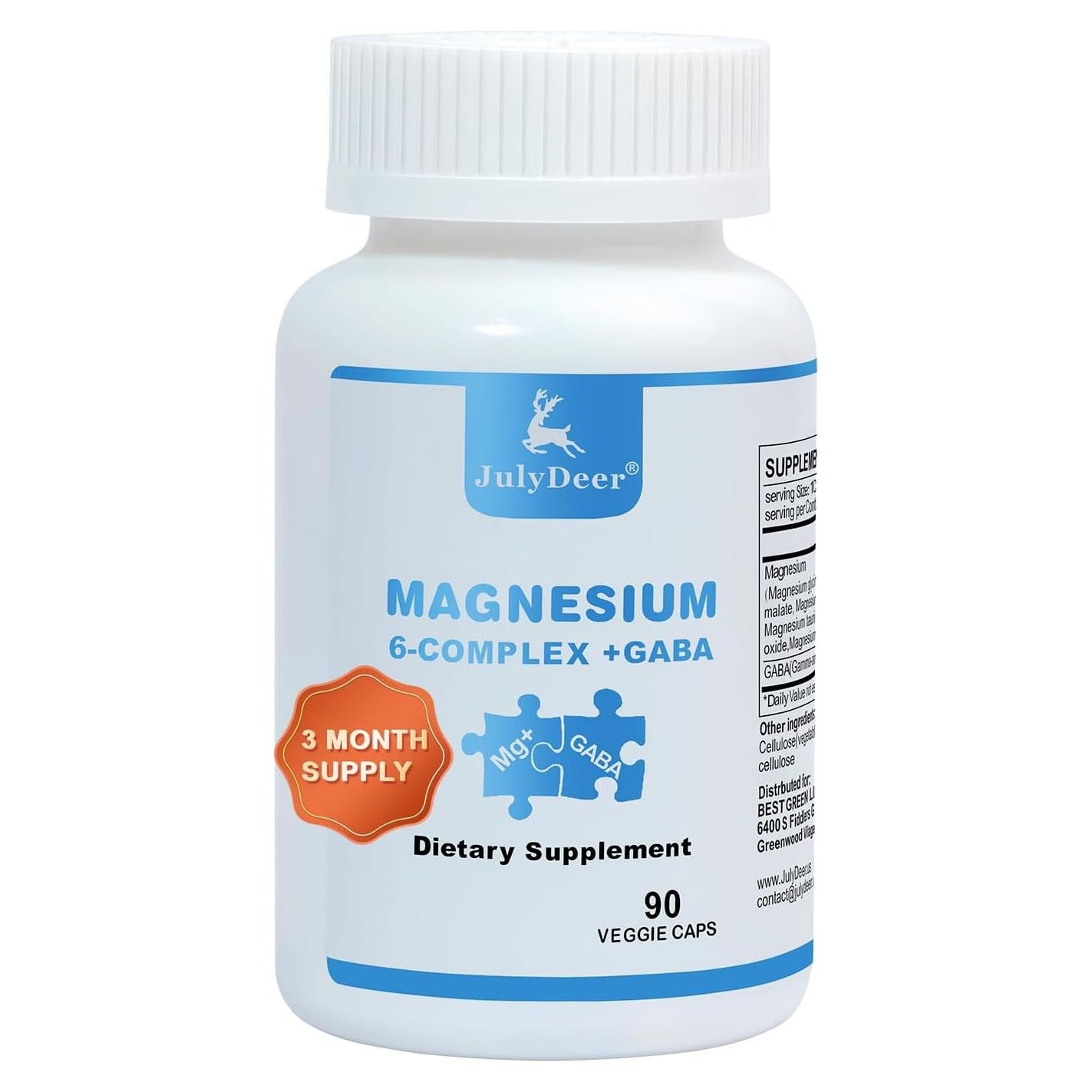 Complejo de Magnesio JulyDeer 350mg | 90 Cápsulas Veganas