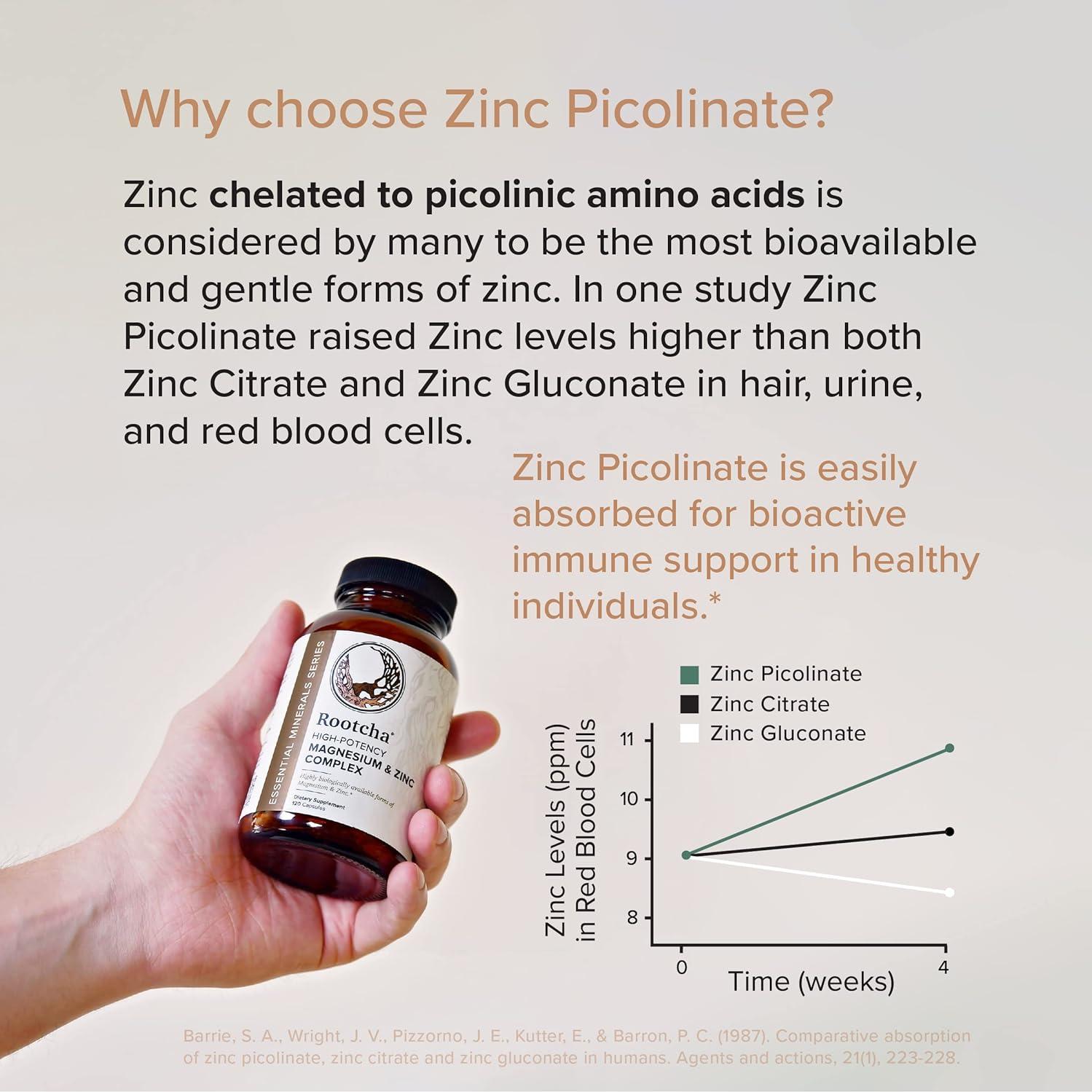 Complejo de Magnesio y Zinc Picolinato Rootcha - 120 Cápsulas