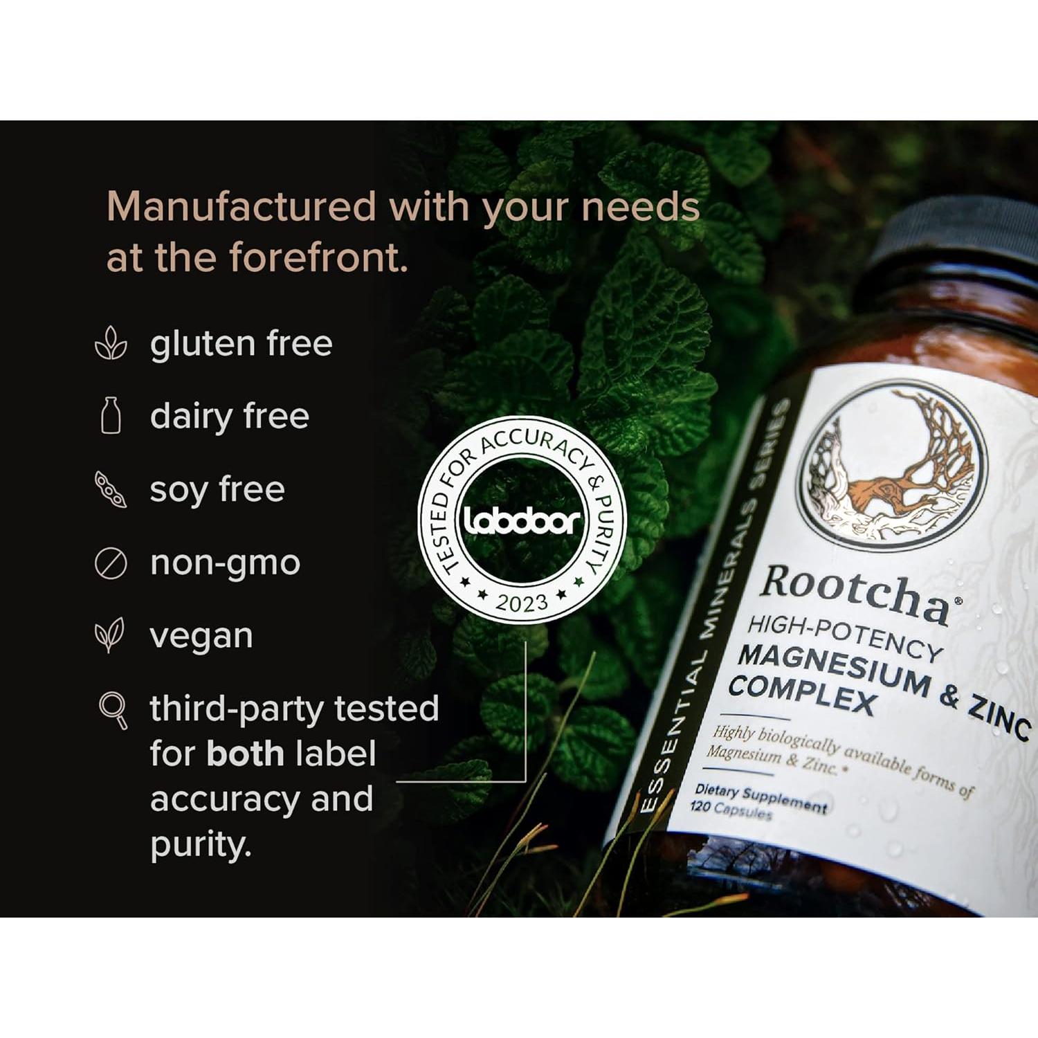 Complejo de Magnesio y Zinc Picolinato Rootcha - 120 Cápsulas