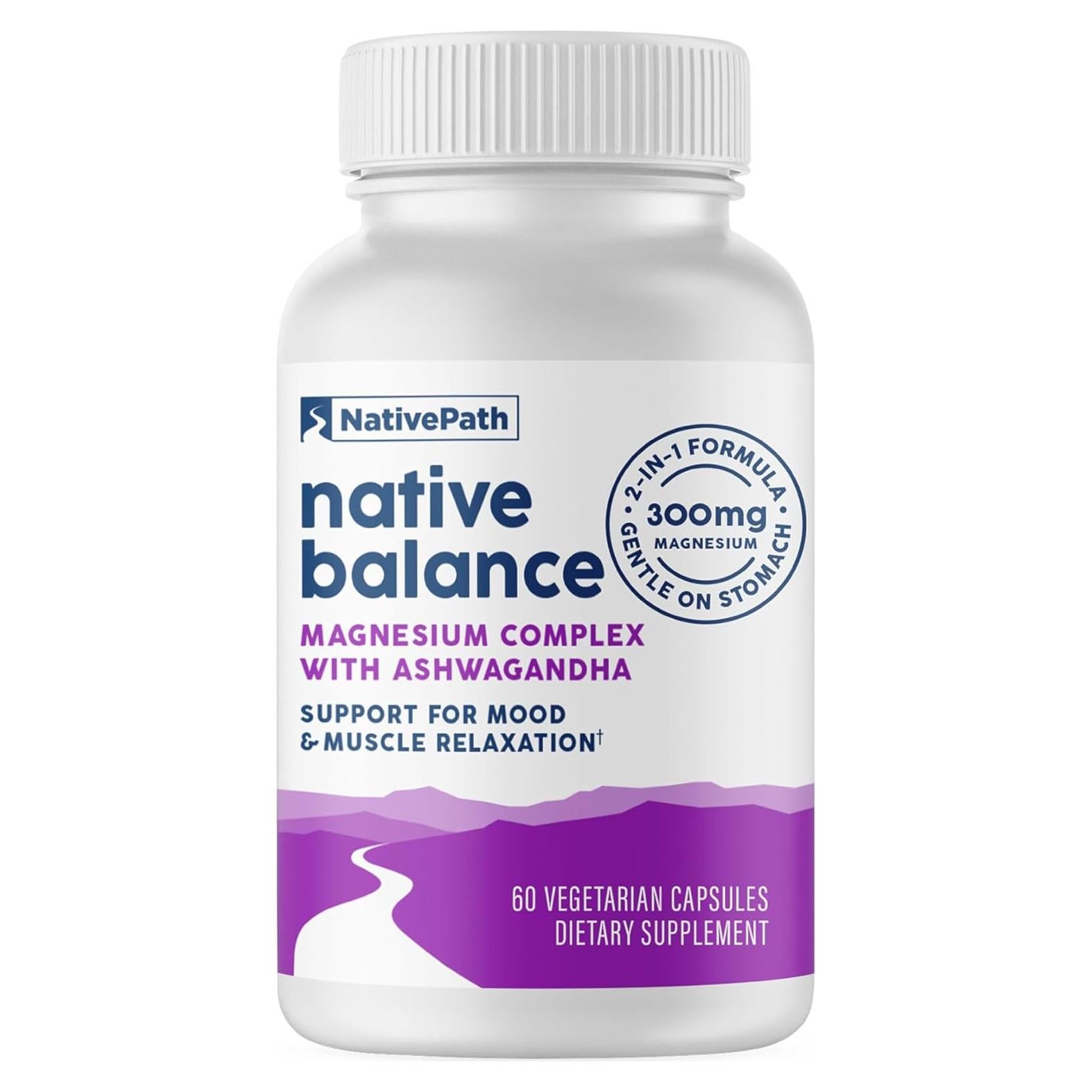 Suplemento de Magnesio NativePath con Ashwagandha 60 Cápsulas