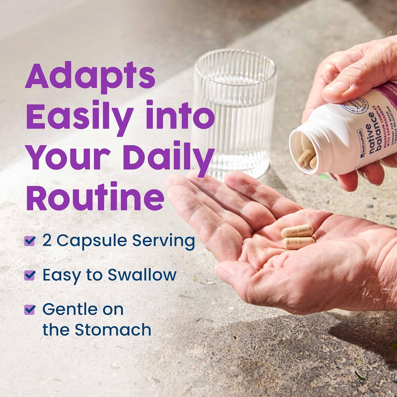 Suplemento de Magnesio NativePath con Ashwagandha 60 Cápsulas