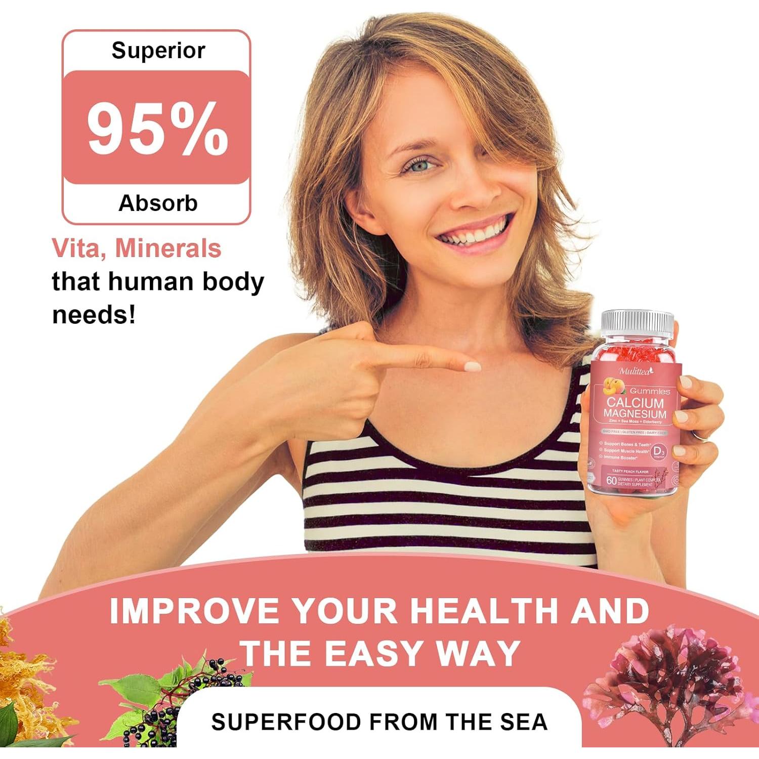 Gominolas de Calcio Mulittea 1200mg con D3 y K2 - 60 Unidades