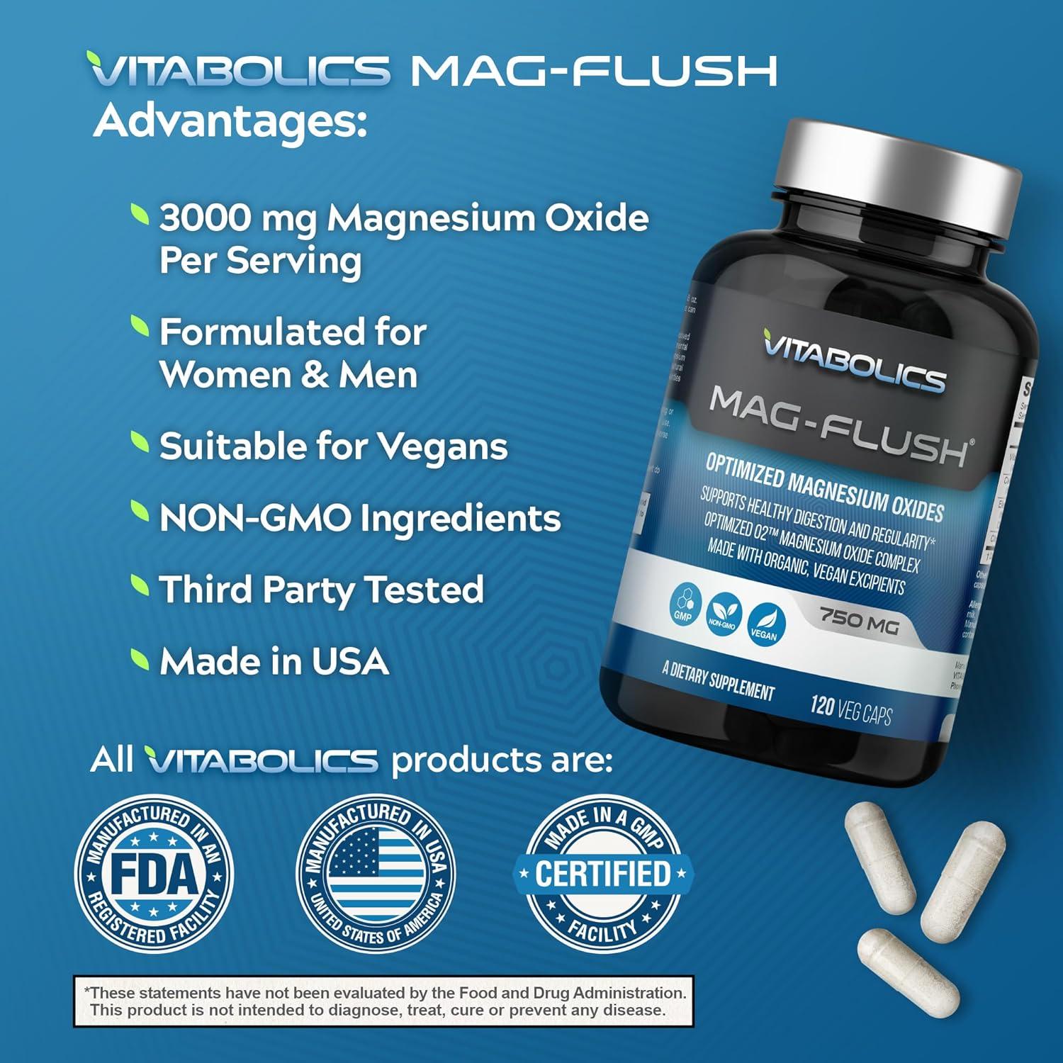 Cápsulas de Óxido de Magnesio Vitabolics Mag Flush 750mg 120 Vcaps