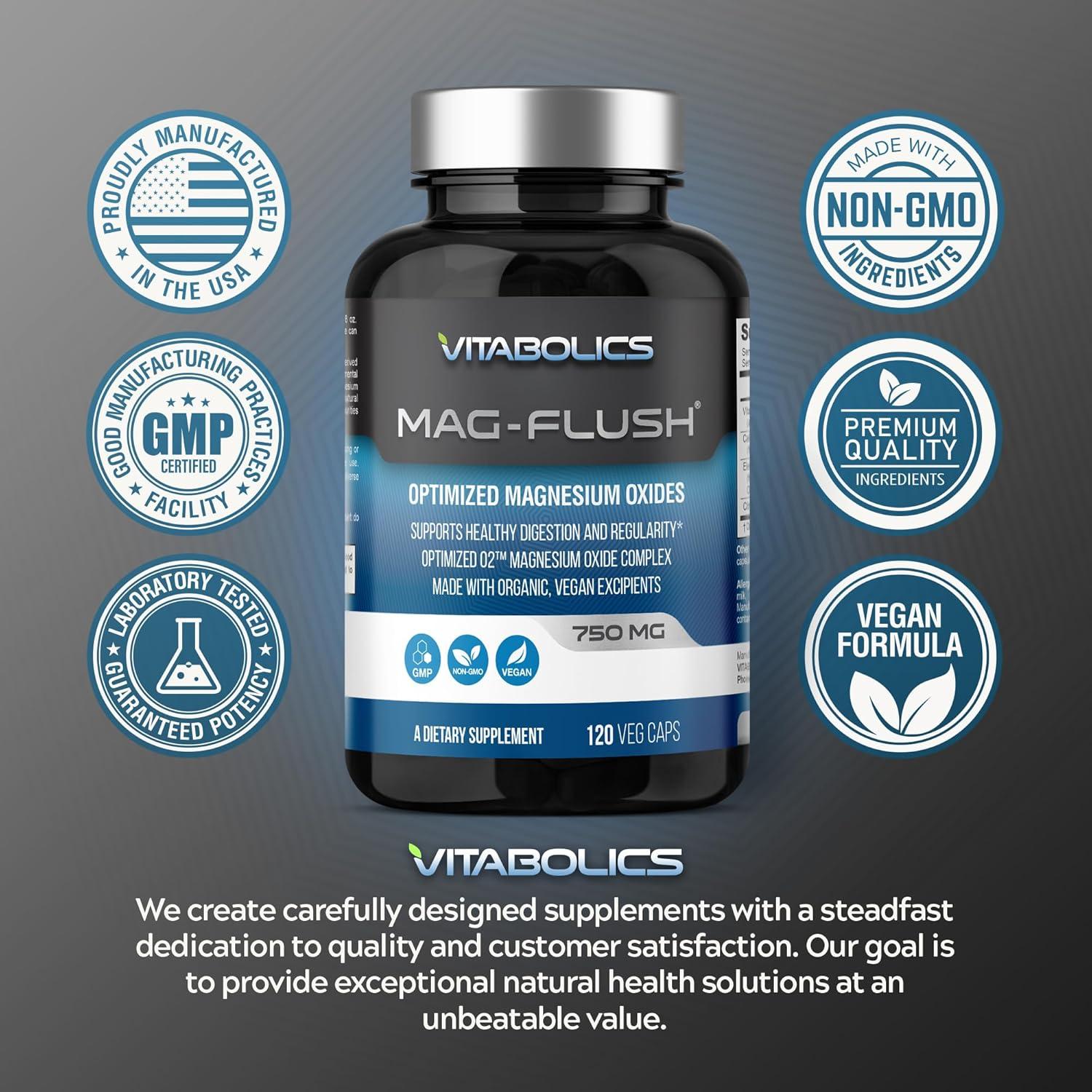 Cápsulas de Óxido de Magnesio Vitabolics Mag Flush 750mg 120 Vcaps
