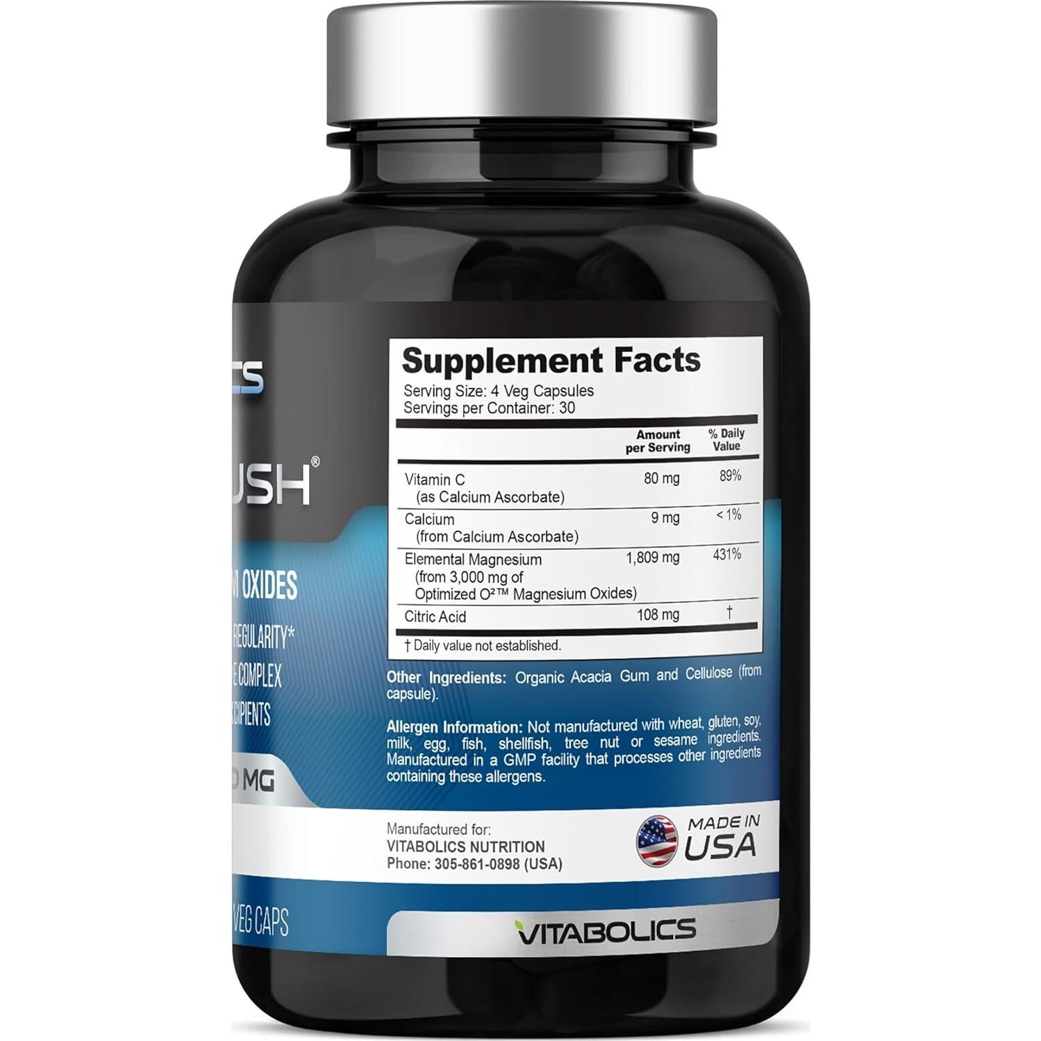 Cápsulas de Óxido de Magnesio Vitabolics Mag Flush 750mg 120 Vcaps