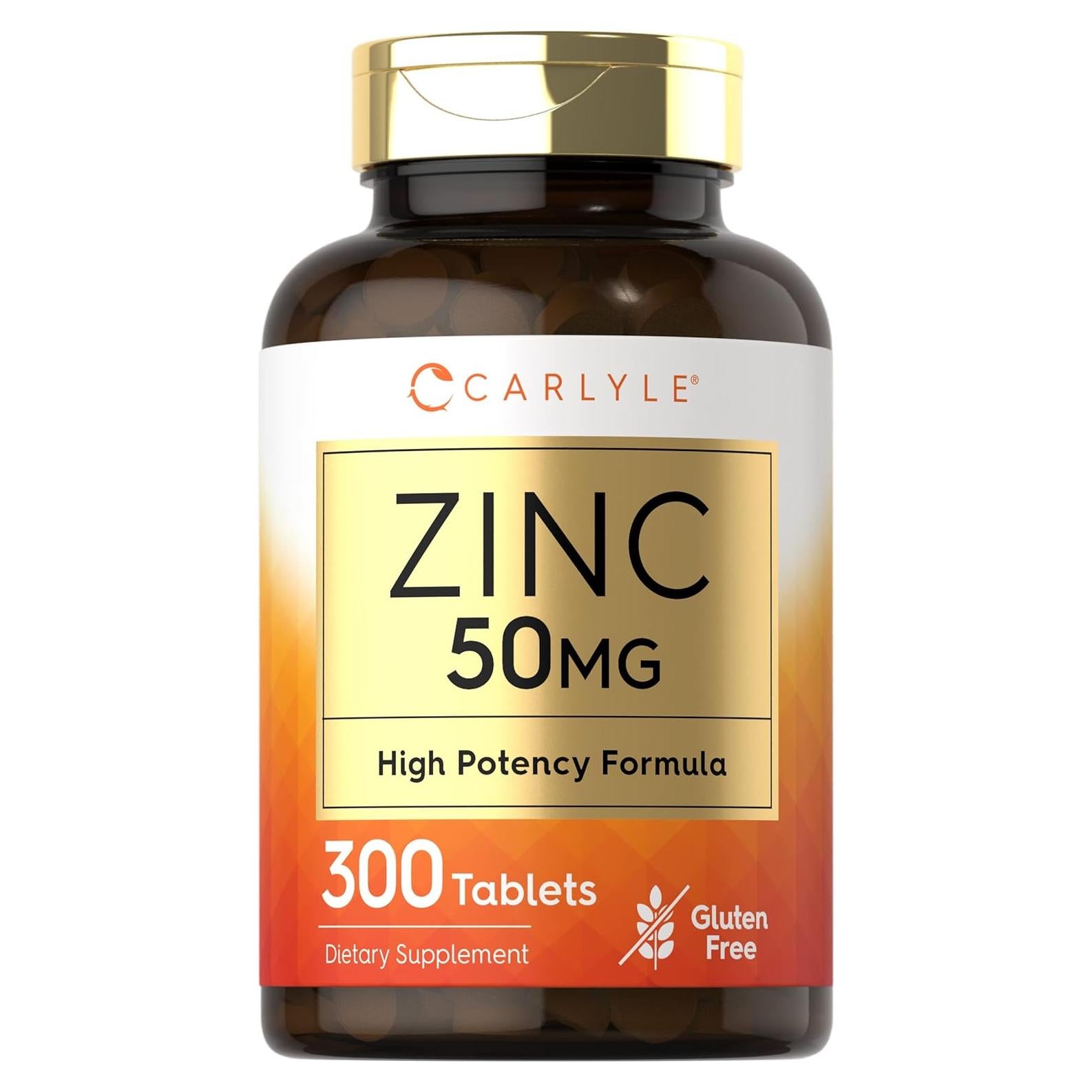 Suplemento de Zinc 50mg Carlyle | 300 Tabletas Vegetales | Libre de Gluten