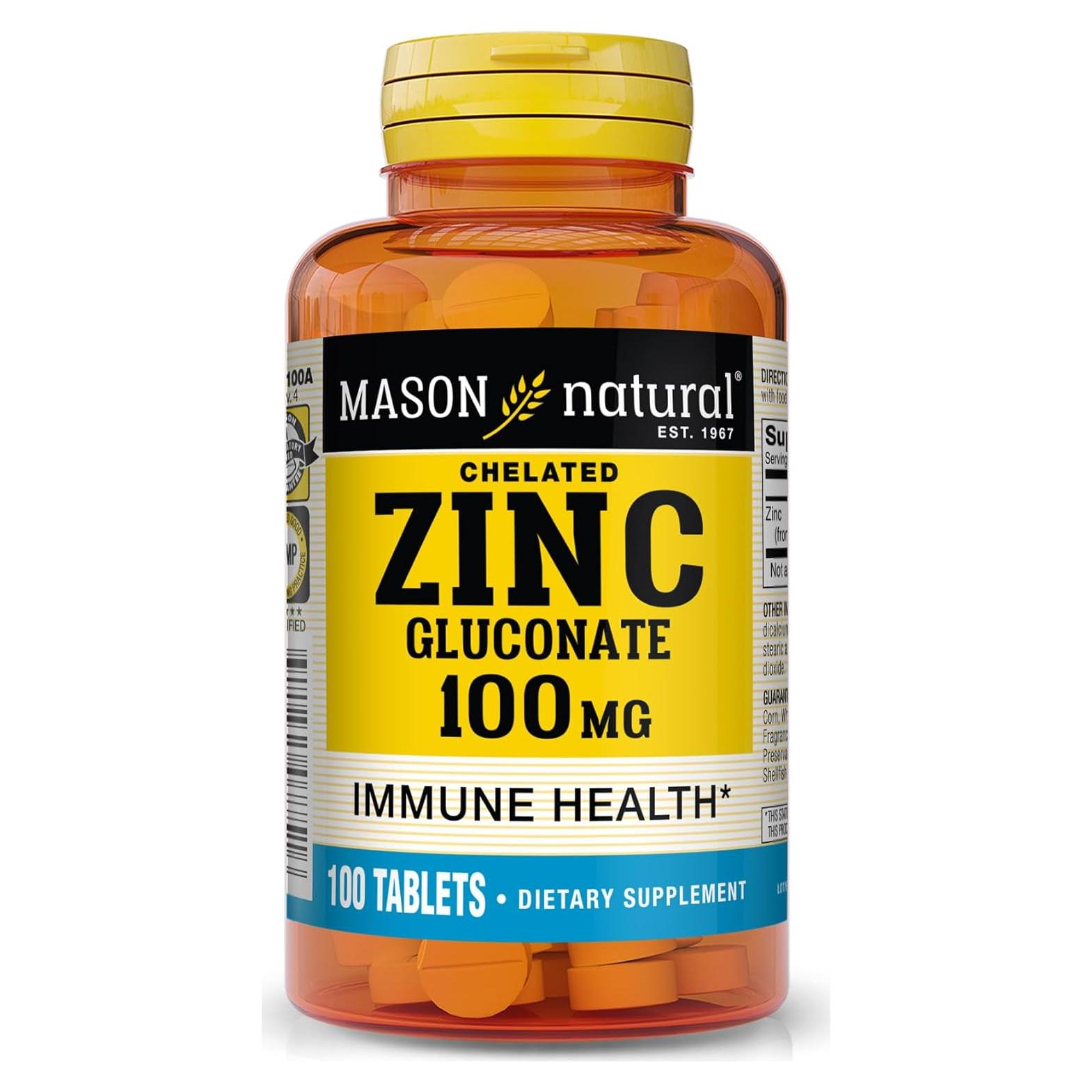 Suplemento de Zinc 100mg Mason Natural - 100 Tabletas