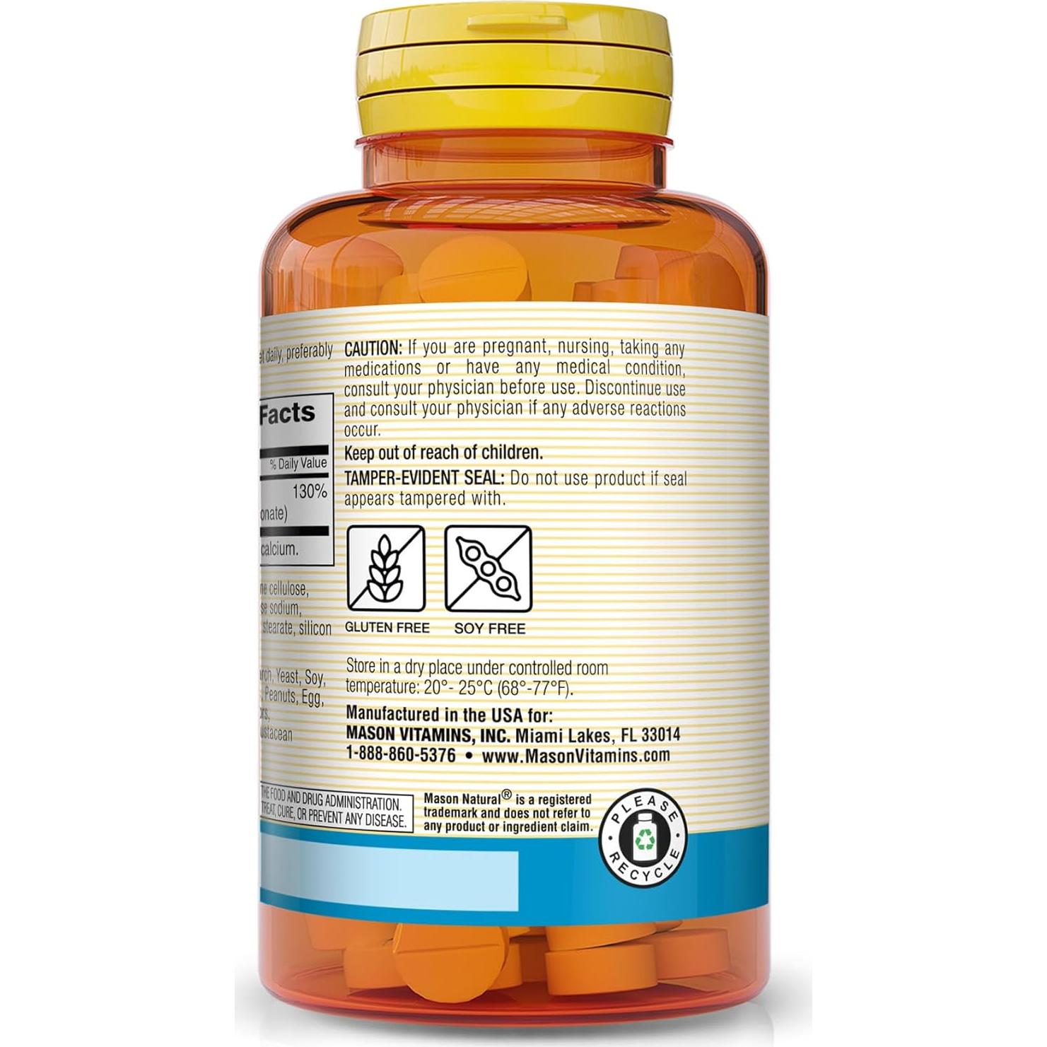 Suplemento de Zinc 100mg Mason Natural - 100 Tabletas