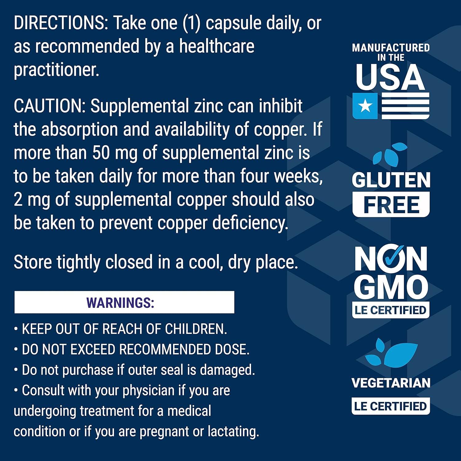 Cápsulas de Zinc Life Extension 50 mg - 90 unidades, Vegetariano