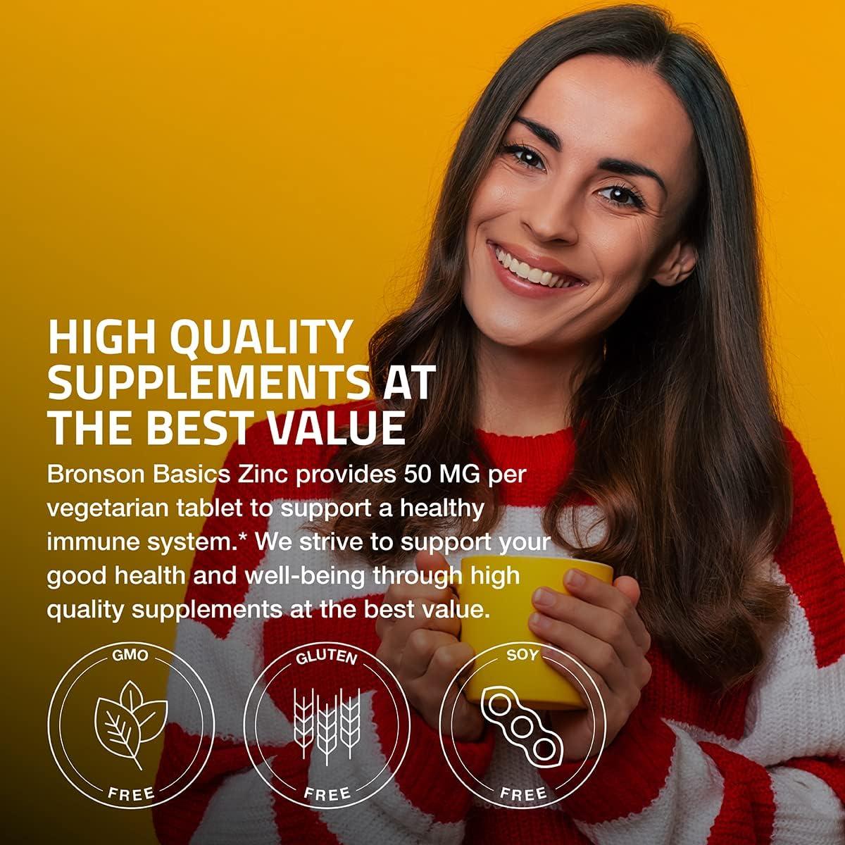 Bronson Zinc 50 MG - 360 Tabletas Vegetarianas Antioxidante