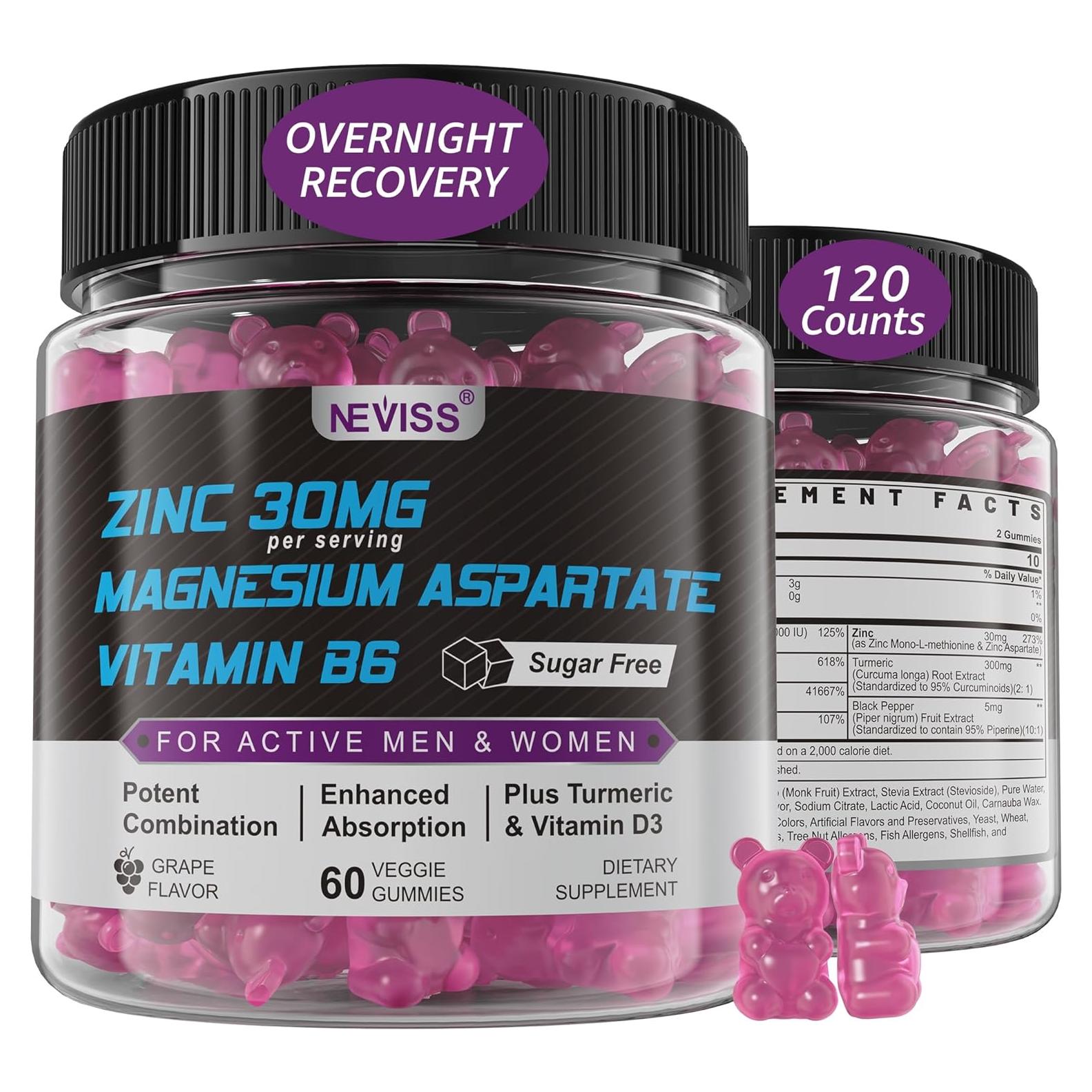 Gominolas de Zinc y Magnesio Neviss 120 Unidades Sin Azúcar