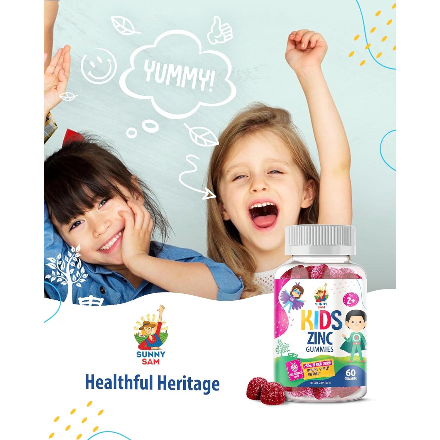 Gomitas de Zinc Masticables Sunny Sam 60 Unidades - Apoyo Inmunológico