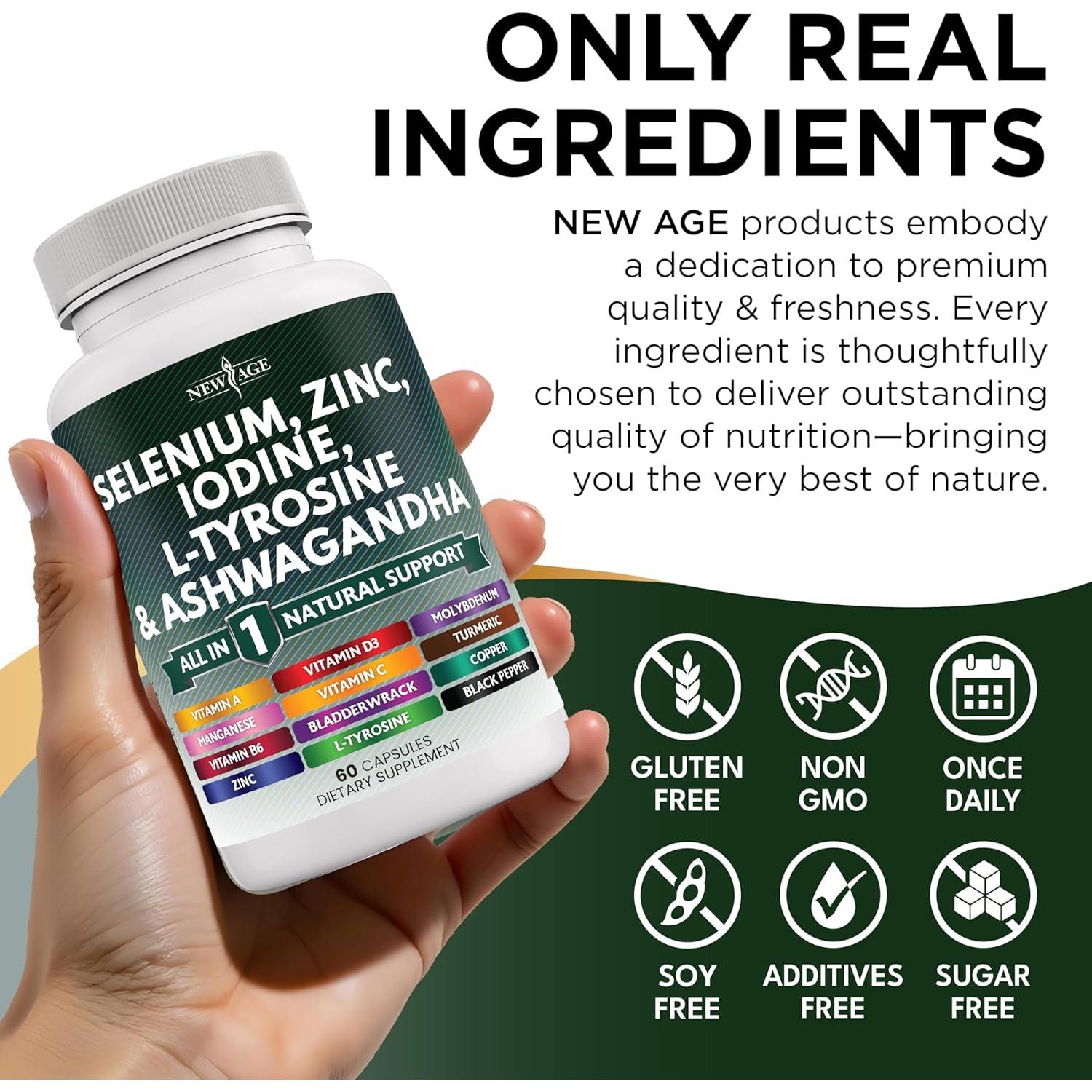 Suplemento New Age Tiroides 120 Cápsulas Selenio Zinc Yodo