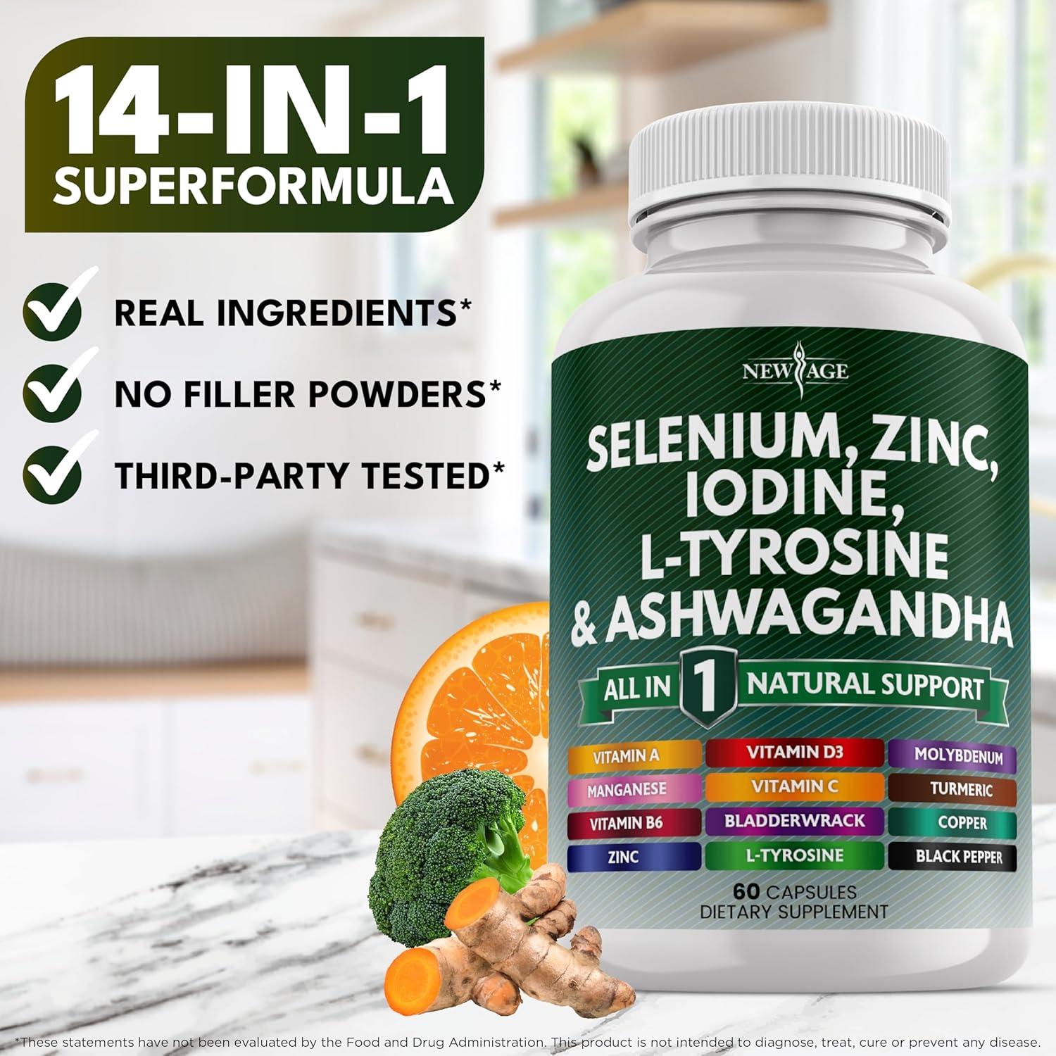 Suplemento New Age Tiroides 120 Cápsulas Selenio Zinc Yodo