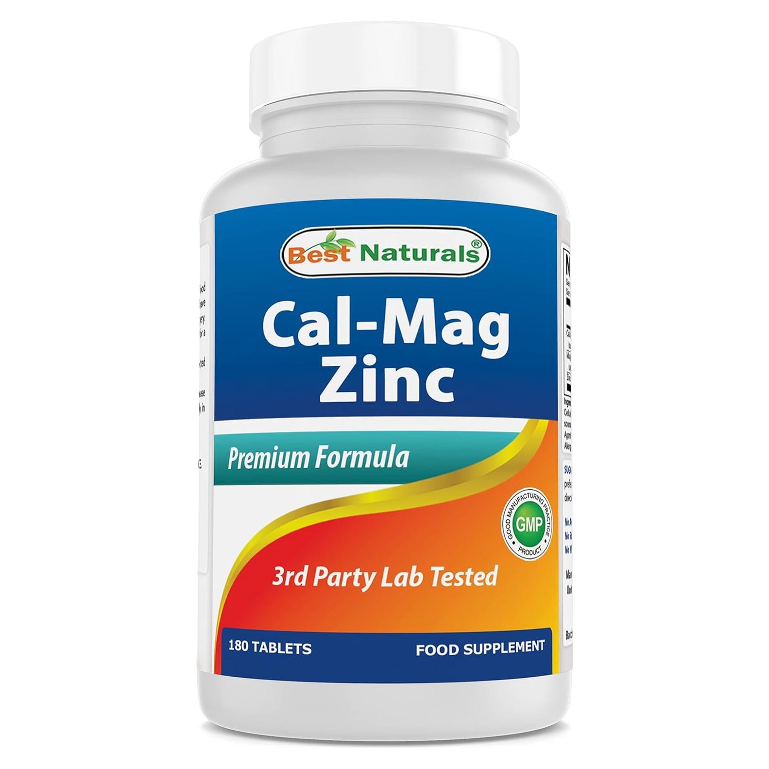 Calcio Magnesio Zinc Best Naturals 180 Tabletas Sin Sabor