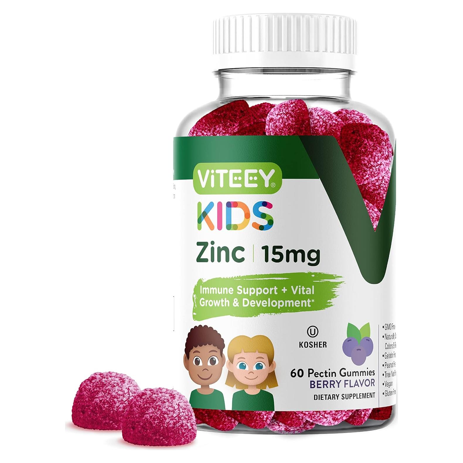 Gomitas de Zinc Viteey para Niños 15mg - Veganas y Sin Gluten