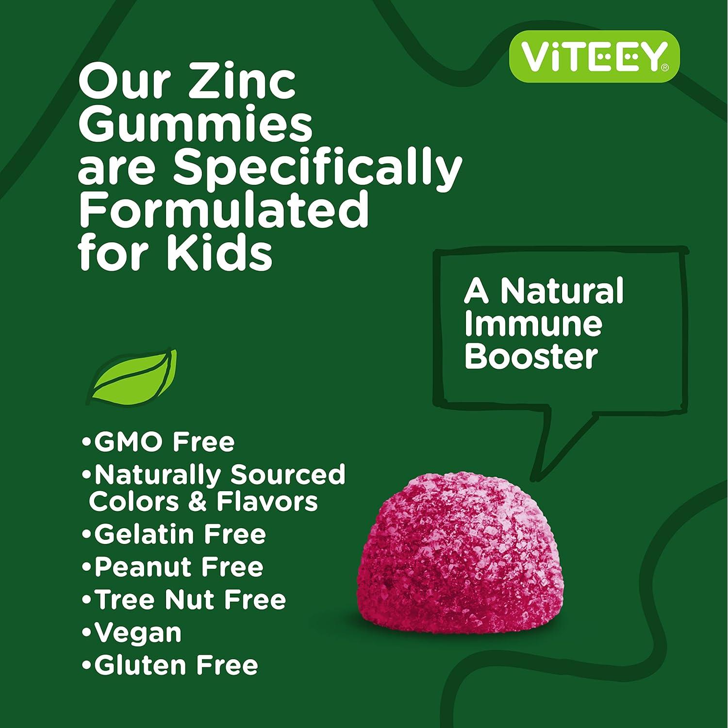 Gomitas de Zinc Viteey para Niños 15mg - Veganas y Sin Gluten