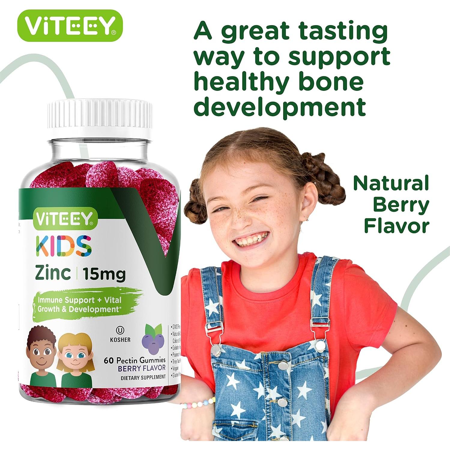 Gomitas de Zinc Viteey para Niños 15mg - Veganas y Sin Gluten