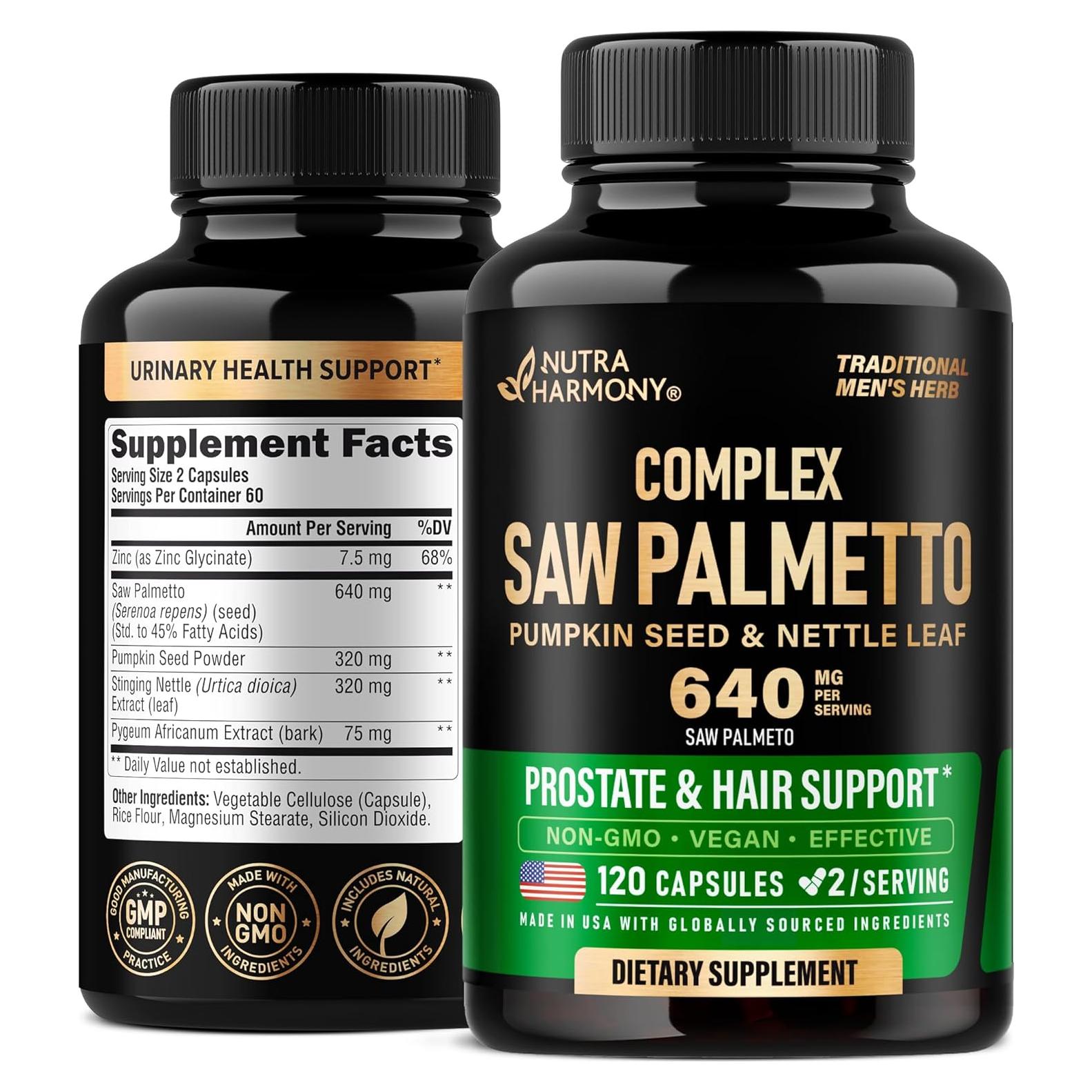 Saw Palmetto Nutra Harmony 640mg - Suplemento Prostático 120 Cápsulas