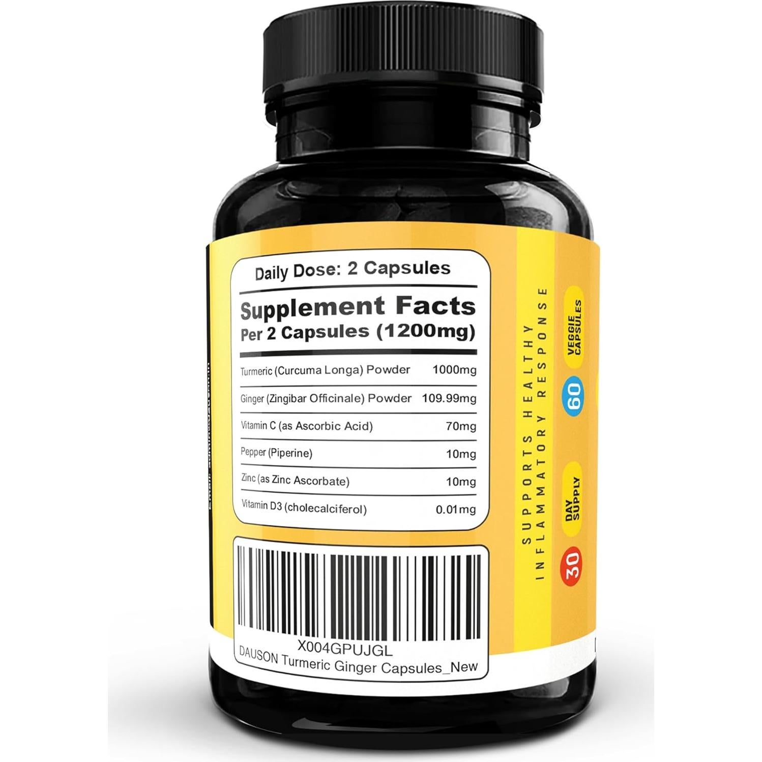 Suplemento de Cúrcuma y Jengibre DAUSON 60 Cápsulas