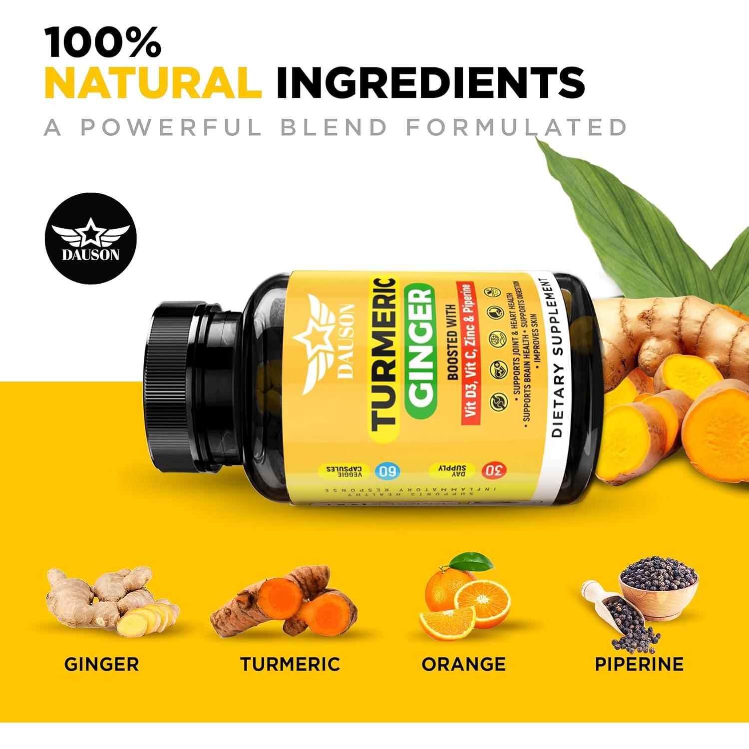 Suplemento de Cúrcuma y Jengibre DAUSON 60 Cápsulas