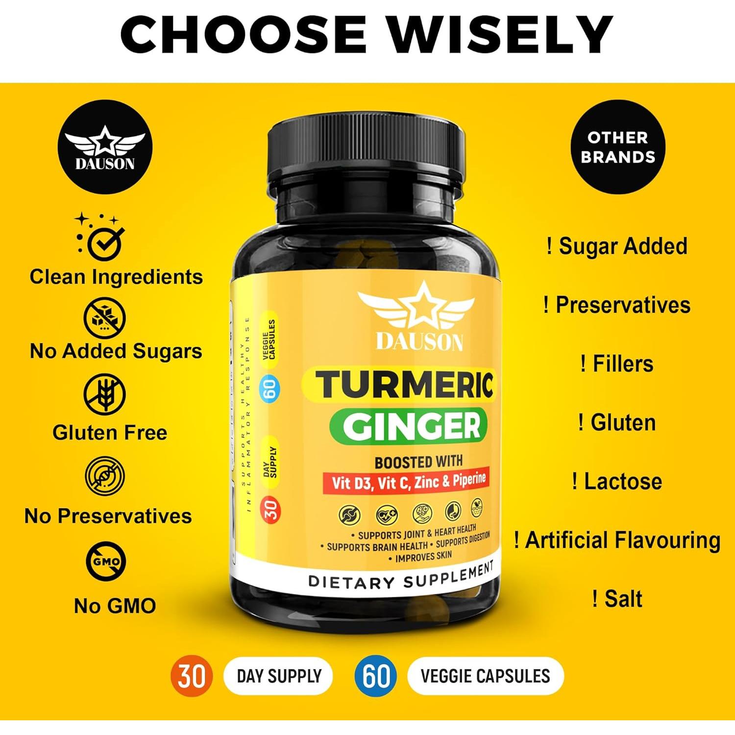 Suplemento de Cúrcuma y Jengibre DAUSON 60 Cápsulas