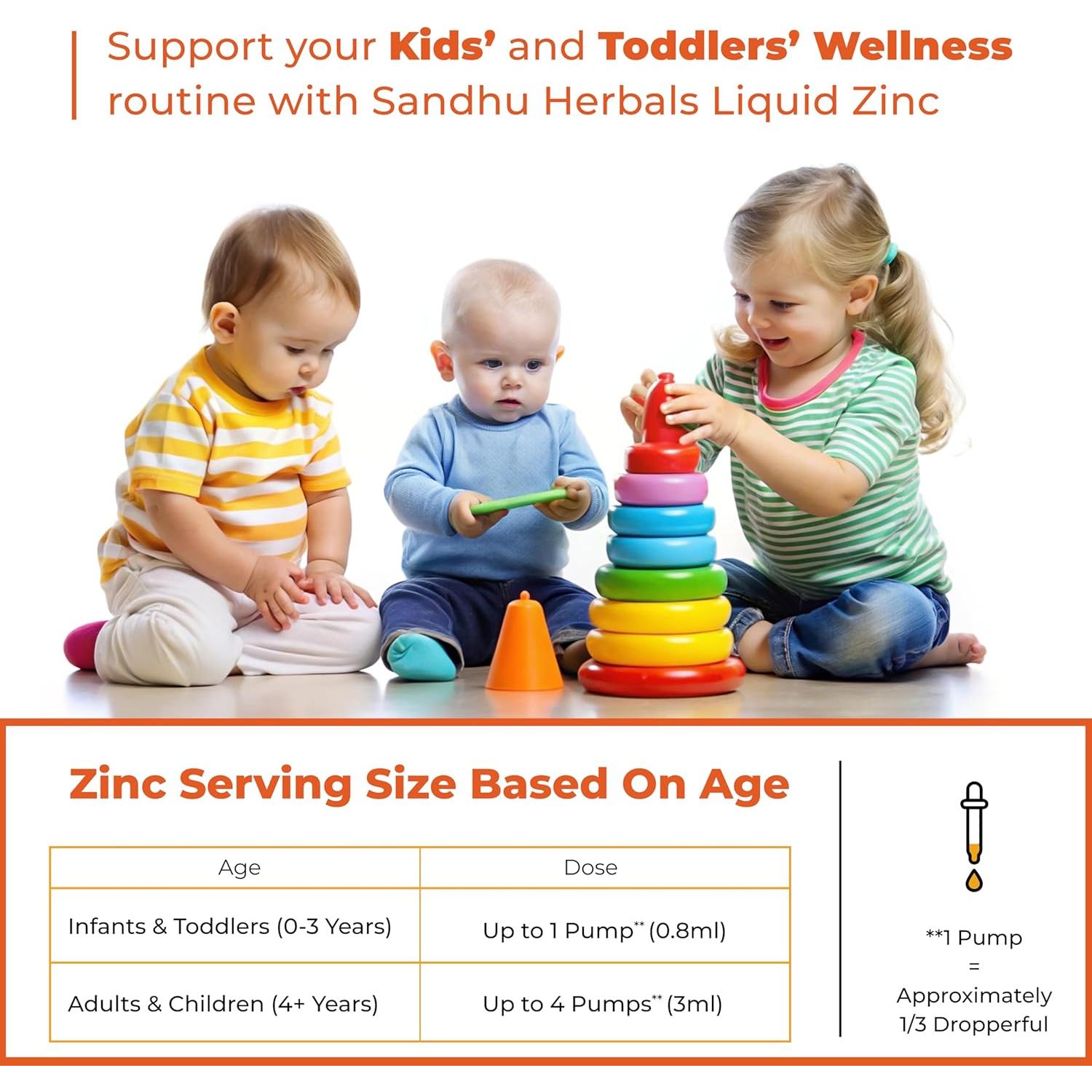 Zinc Líquido para Niños Sandhu Herbals 120 ml - Suplemento Inmunológico