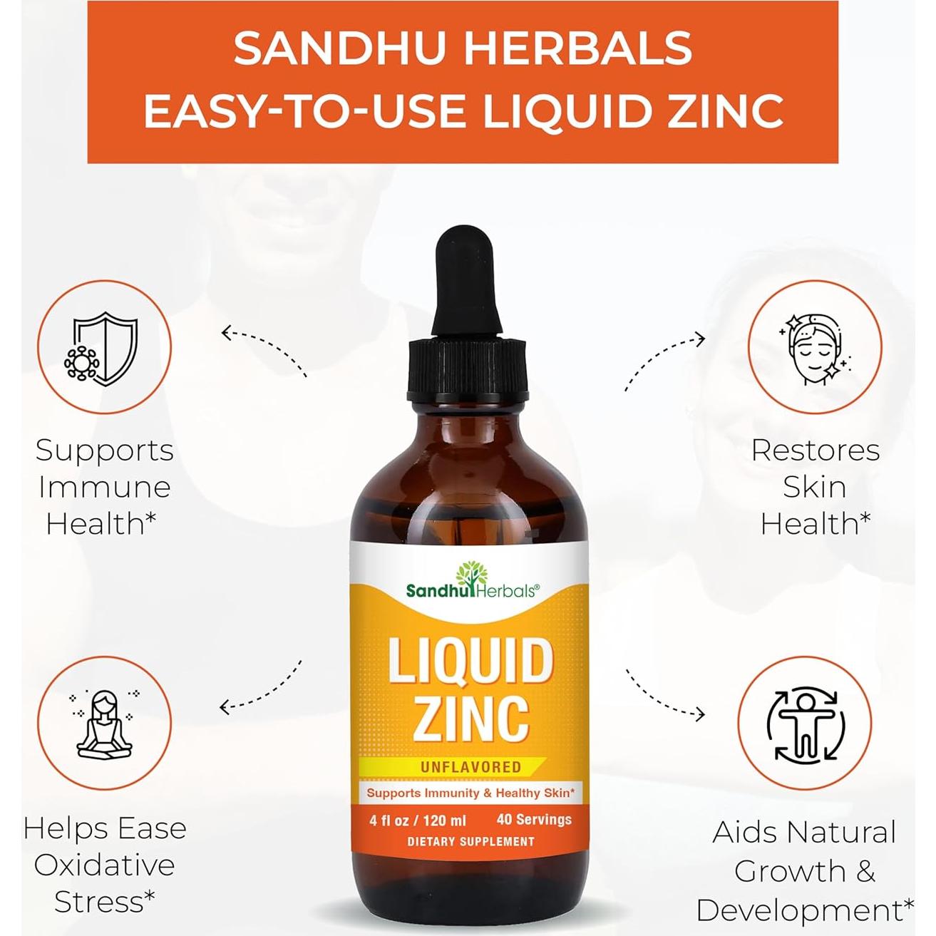 Zinc Líquido para Niños Sandhu Herbals 120 ml - Suplemento Inmunológico