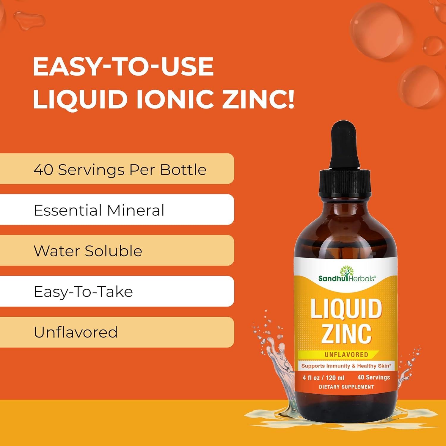 Zinc Líquido para Niños Sandhu Herbals 120 ml - Suplemento Inmunológico