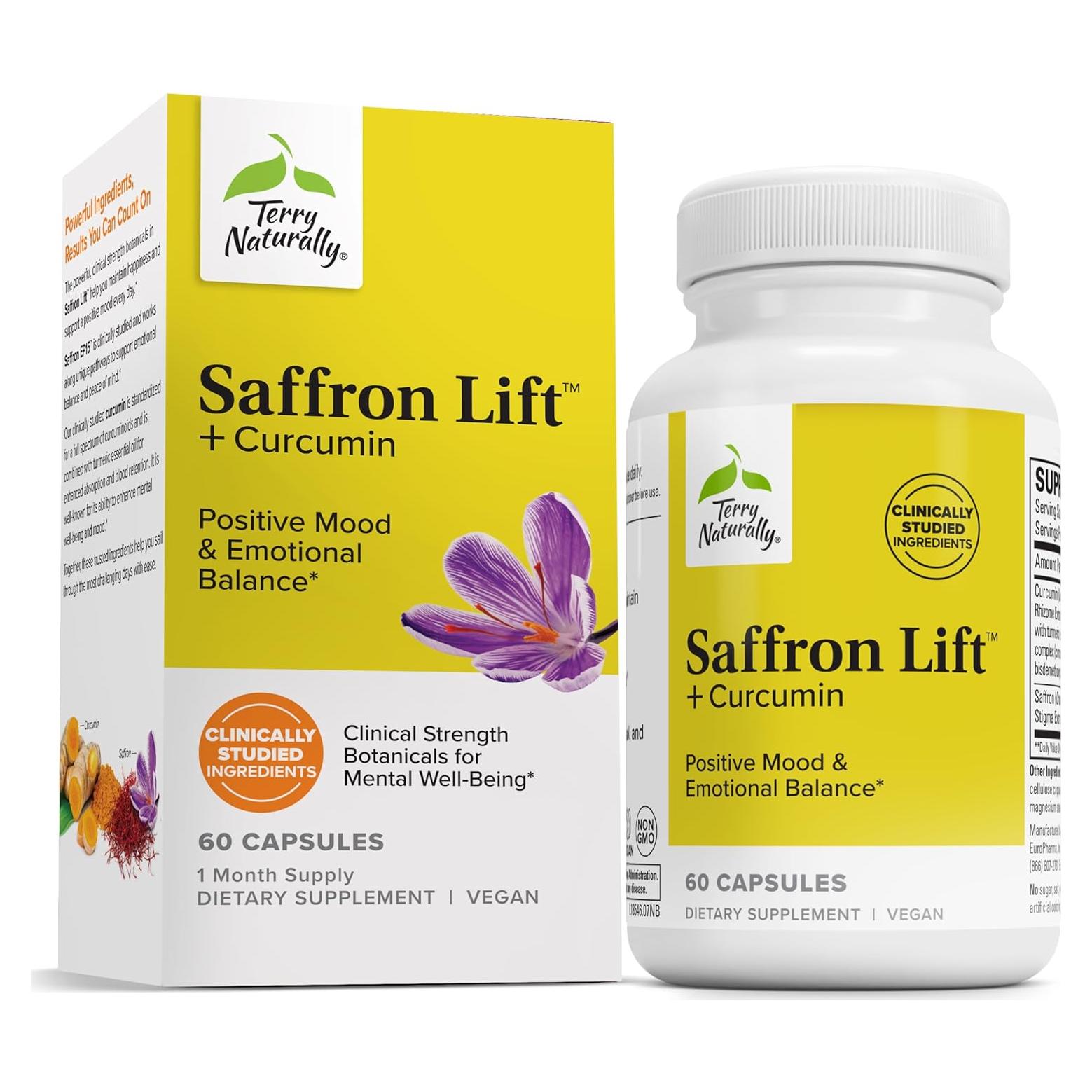 Suplemento Herbal Terry Naturally Saffron Lift - 60 Cápsulas