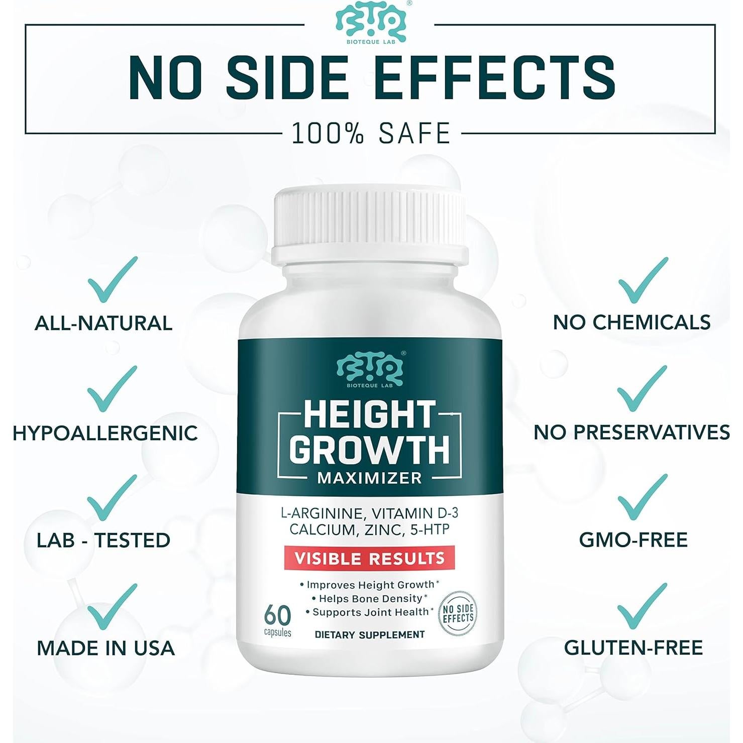 Suplemento de Crecimiento Óseo BIOTEQUELAB 60 Cápsulas