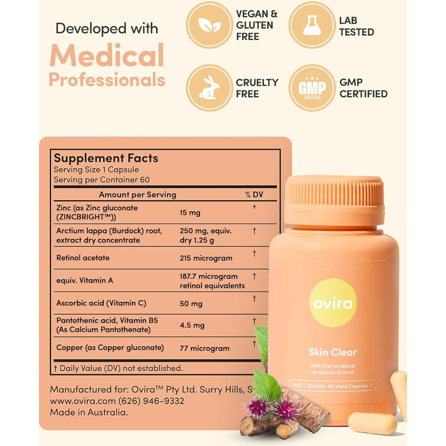 Ovira Piel Clara - 60 Cápsulas para Acné y Rosácea