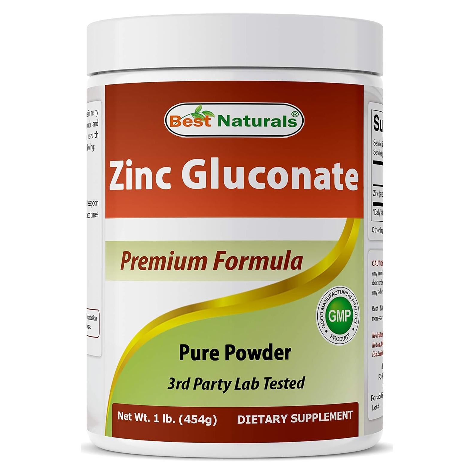Zinc Gluconato en Polvo Puro 450 mg Mejor Naturales 0.54 kg
